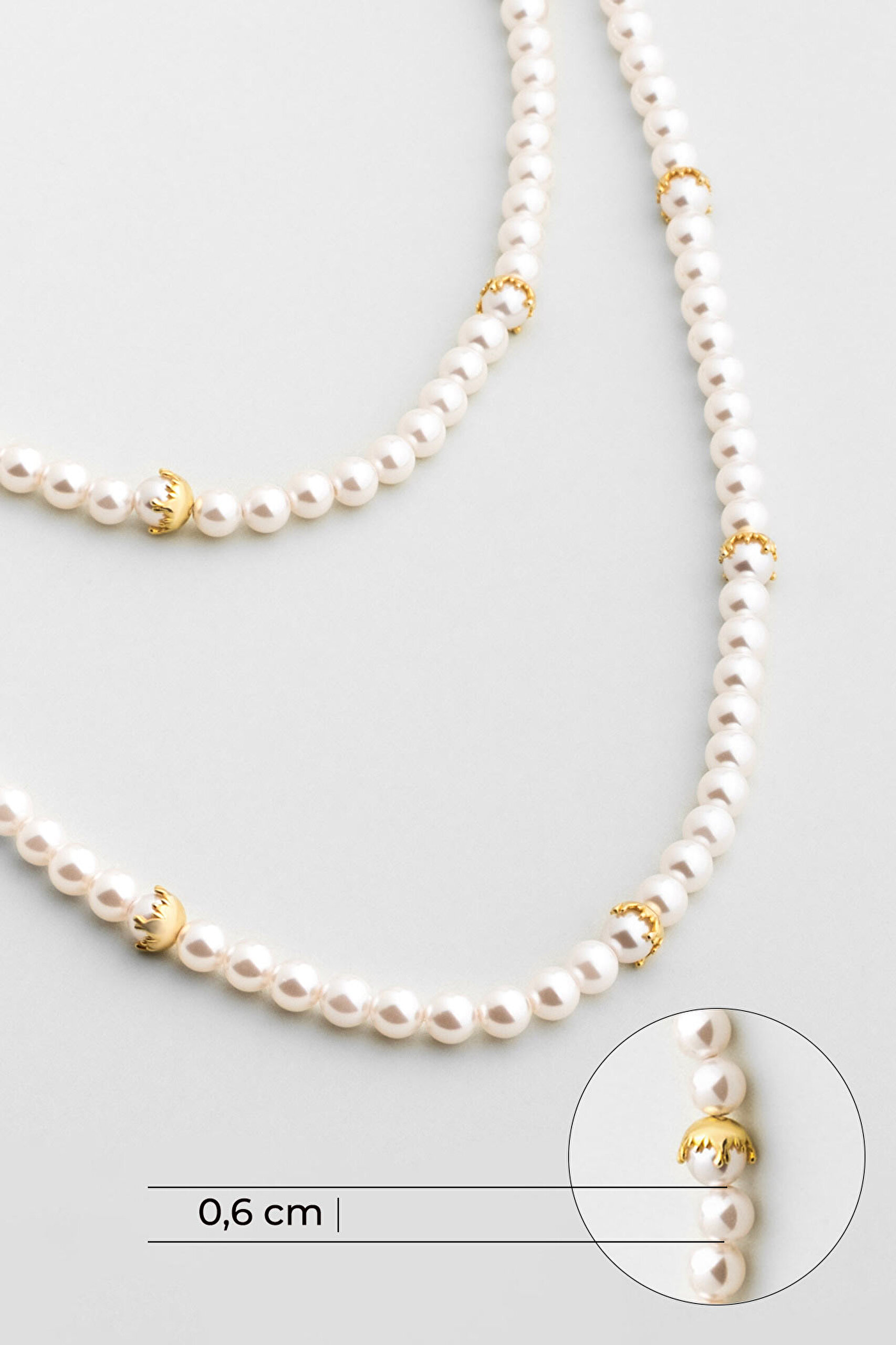 ⁠ Verena 18 Ayar Sarı Altın Kaplama 125 Cm Gümüş İnci Kolye_1}