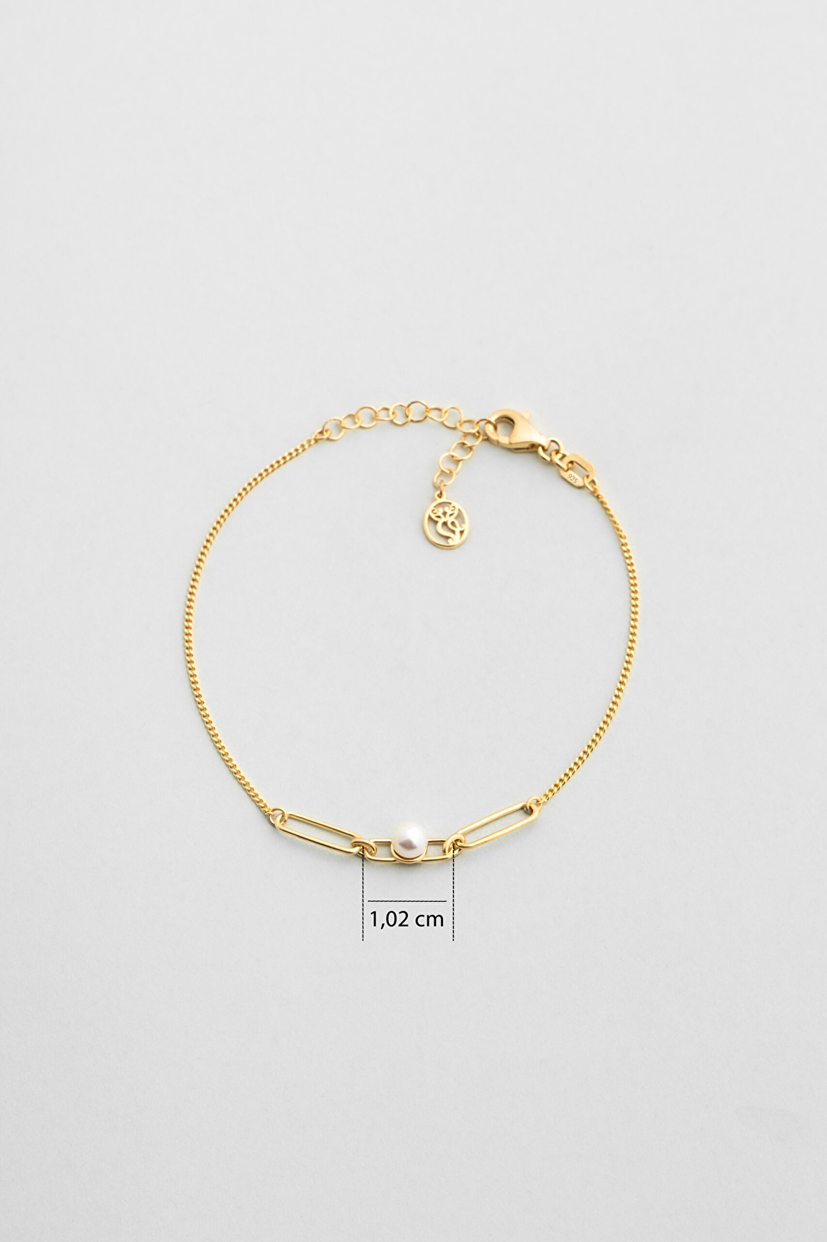 ⁠ Mirabella 18 Ayar Sarı Altın Kaplama 19 Cm Gümüş İnci Bileklik_2}