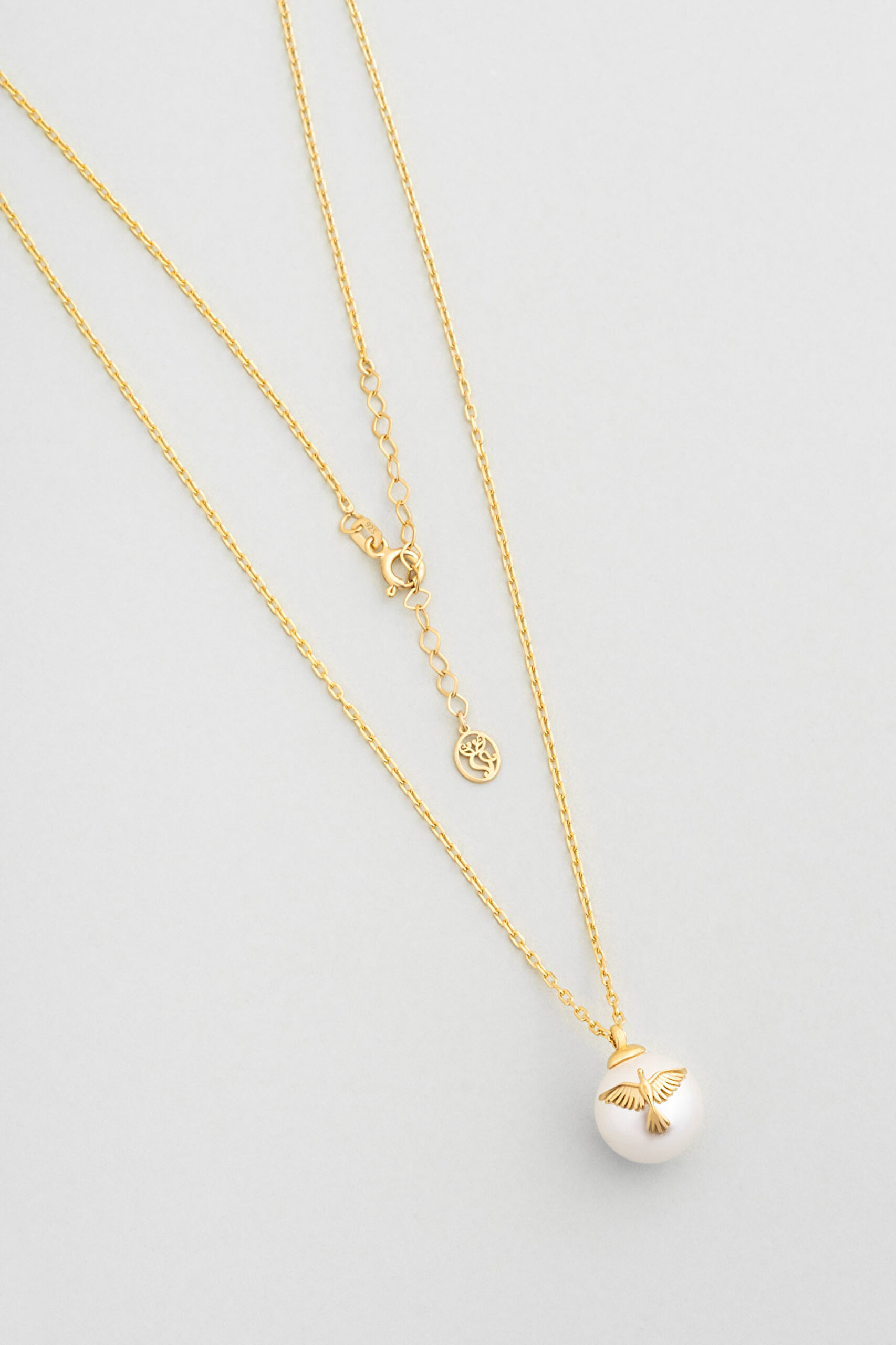 ⁠ Yeni Yıl Yeniden Doğuş 18 Ayar Sarı Altın Kaplama 55 Cm Gümüş Anka Kuşu Kolye_4}