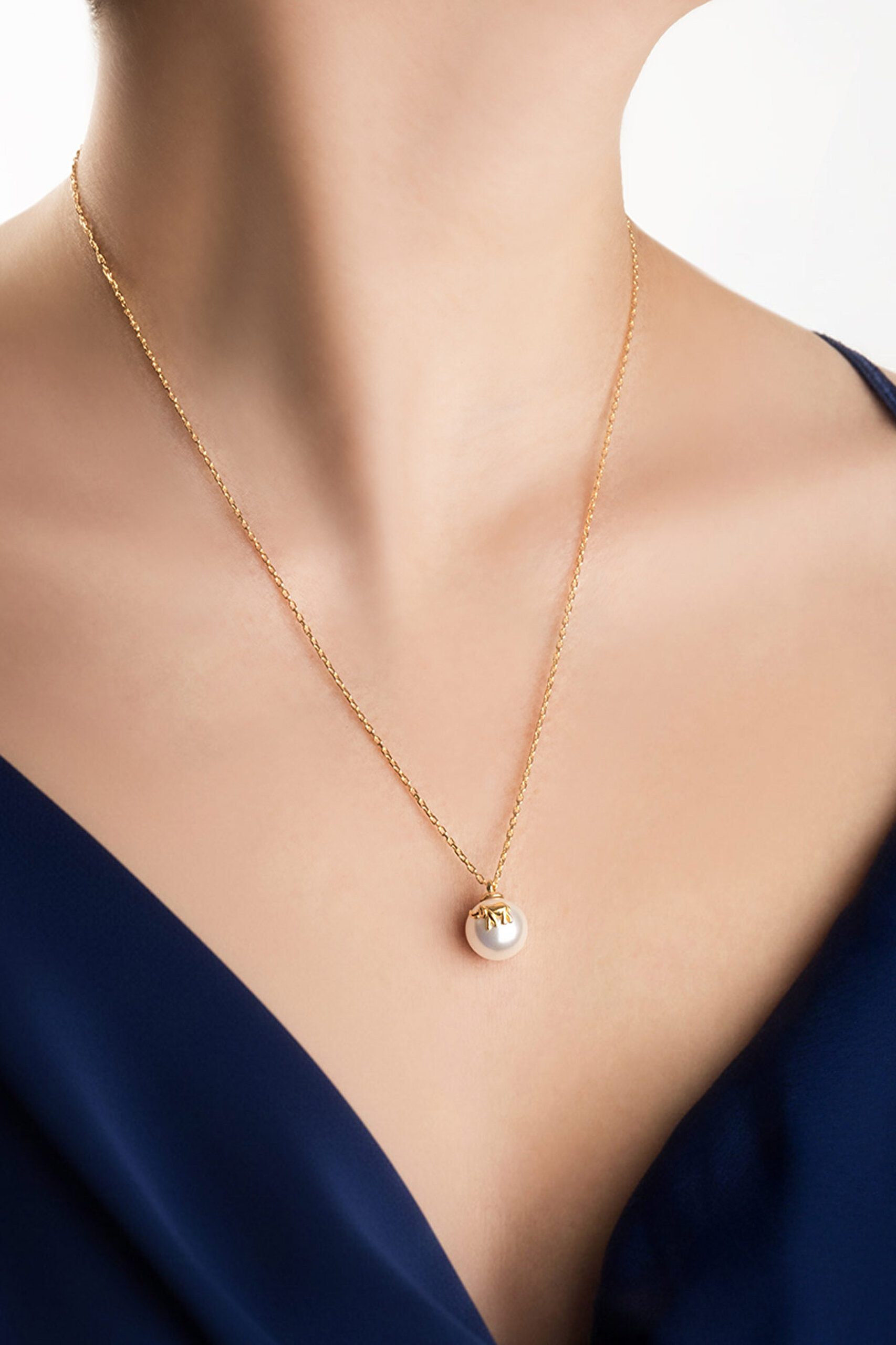 ⁠ Yeni Yıl Bereket 18 Ayar Sarı Altın Kaplama 55 Cm Gümüş İnci Kolye_1}