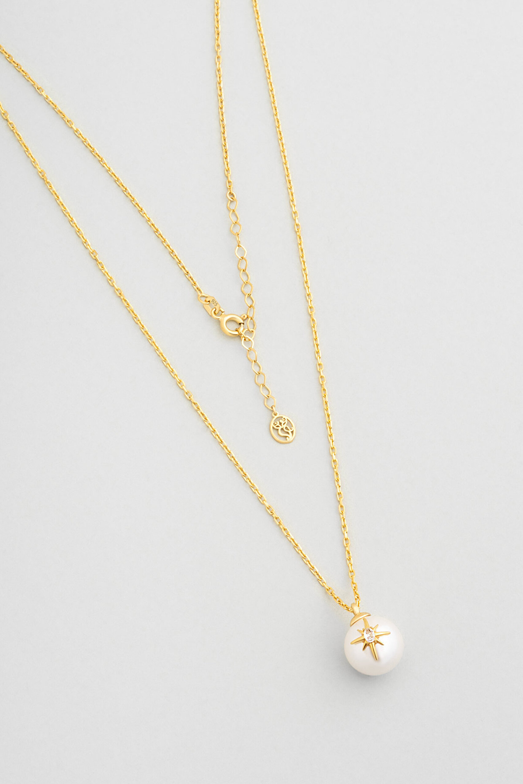 ⁠ Yeni Yıl Kutup Yıldızı 18 Ayar Sarı Altın Kaplama 55 Cm Gümüş Kolye_4}