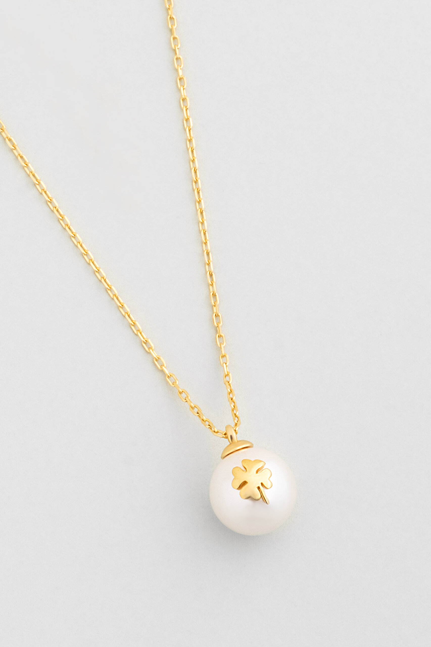 ⁠ Yeni Yıl Dört Yapraklı Yonca 18 Ayar Sarı Altın Kaplama 55 Cm Gümüş Şans Kolye_0}