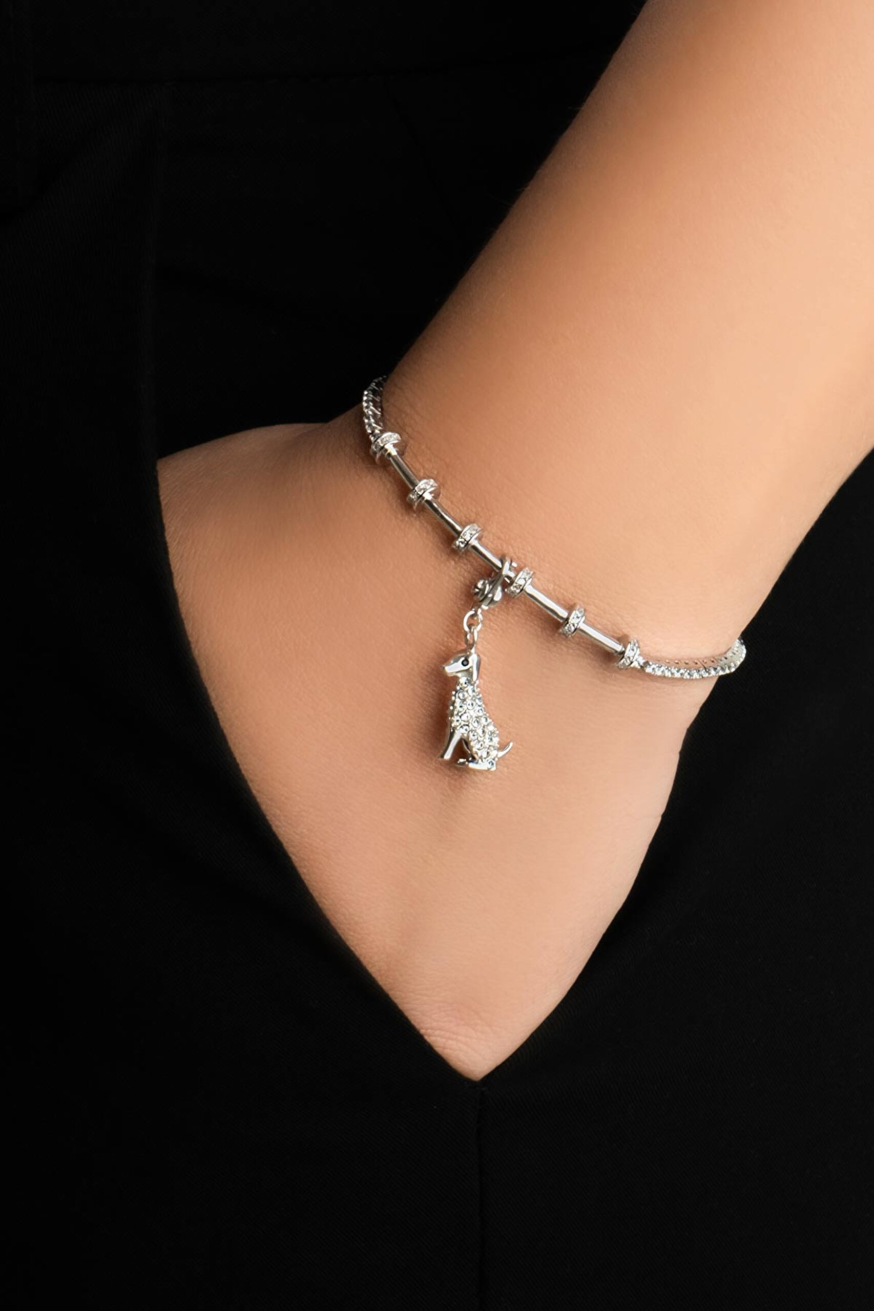 ⁠ Dalmaçyalı 18 Ayar Beyaz Altın Kaplama Gümüş Charm_1}