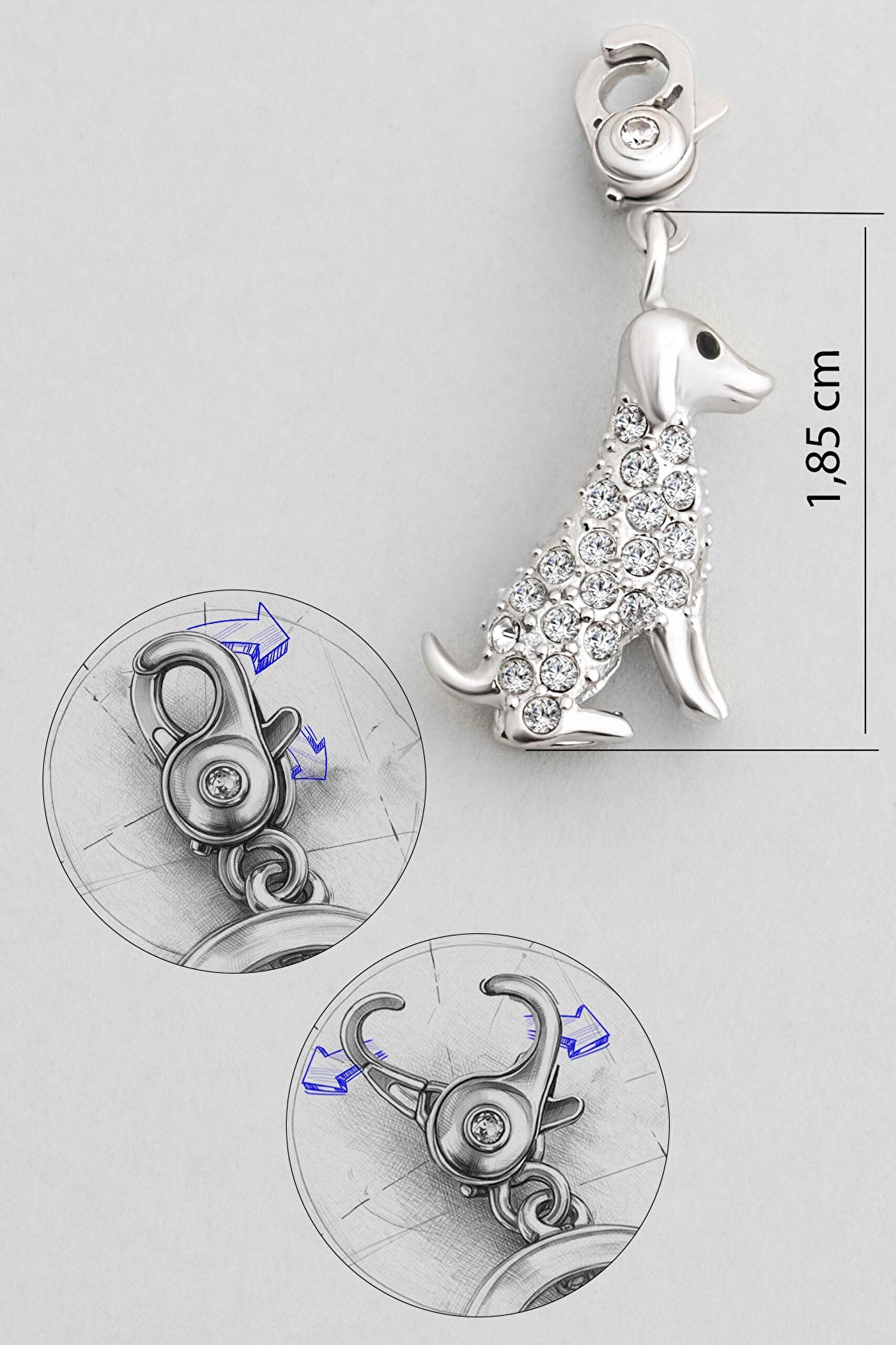 ⁠ Dalmaçyalı 18 Ayar Beyaz Altın Kaplama Gümüş Charm_2}