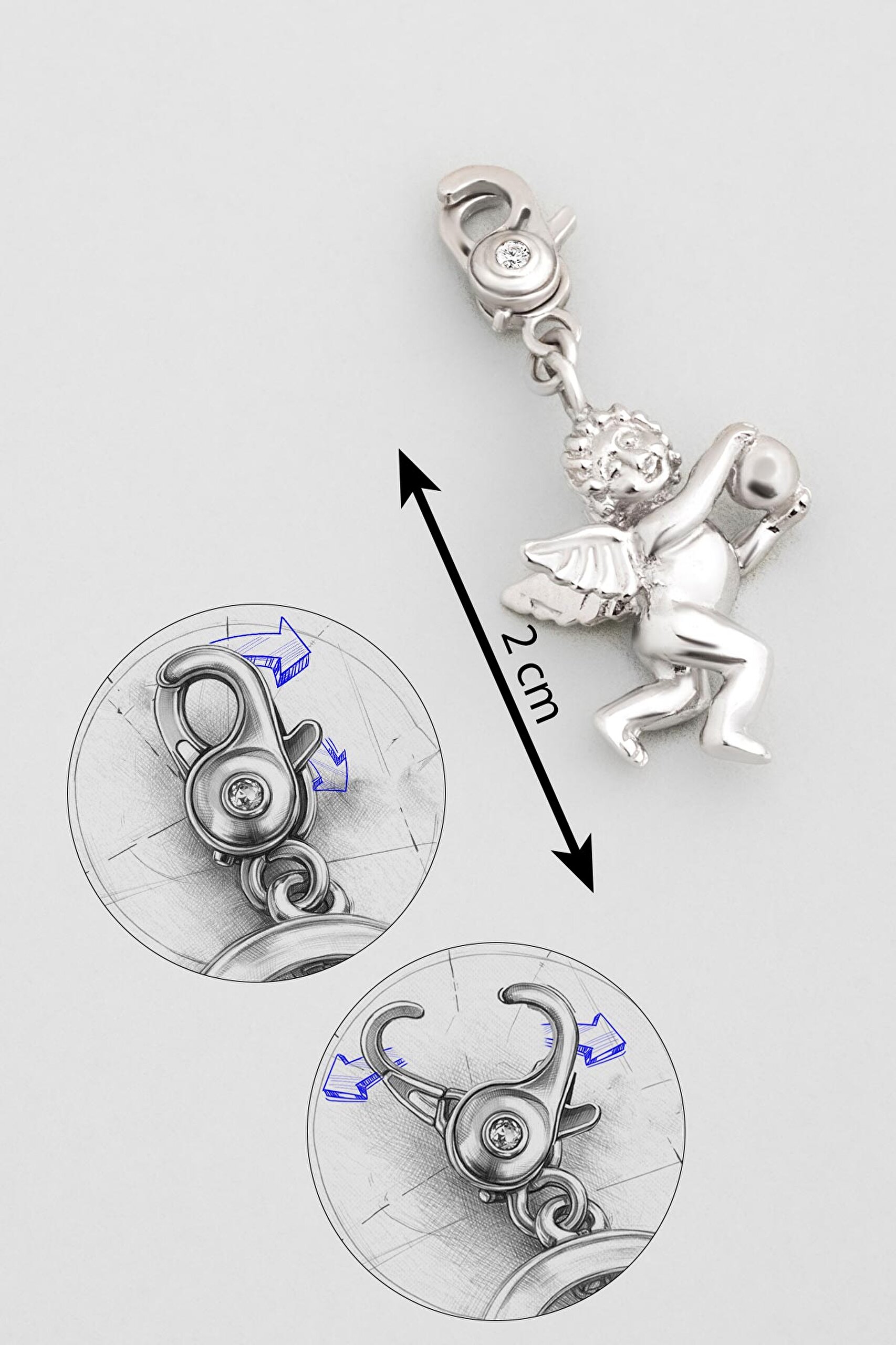 ⁠ Masumiyet Meleği 18 Ayar Beyaz Altın Kaplama Gümüş Charm_2}