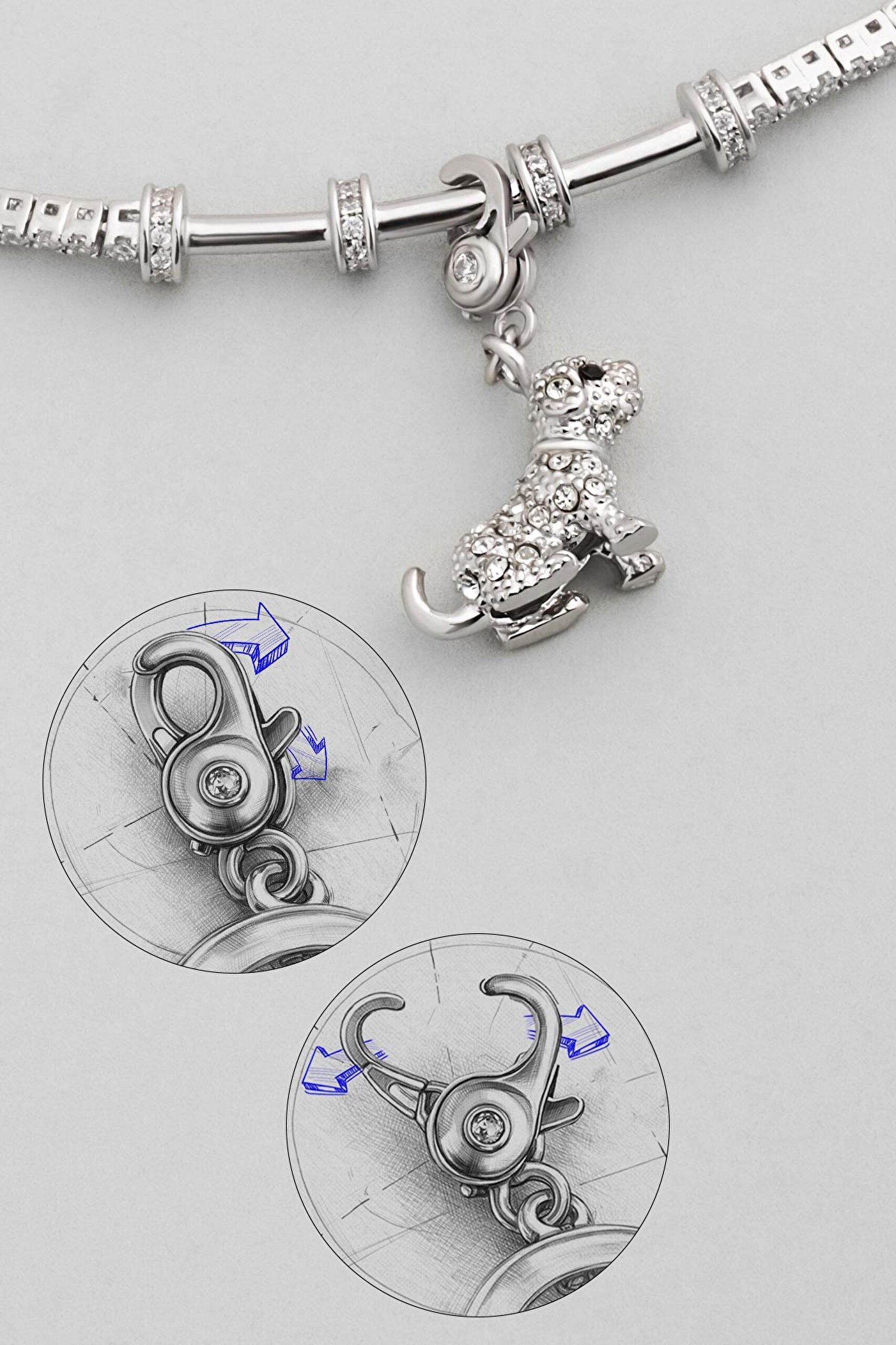 ⁠ Yavru Köpek 18 Ayar Beyaz Altın Kaplama Gümüş Charm_4}