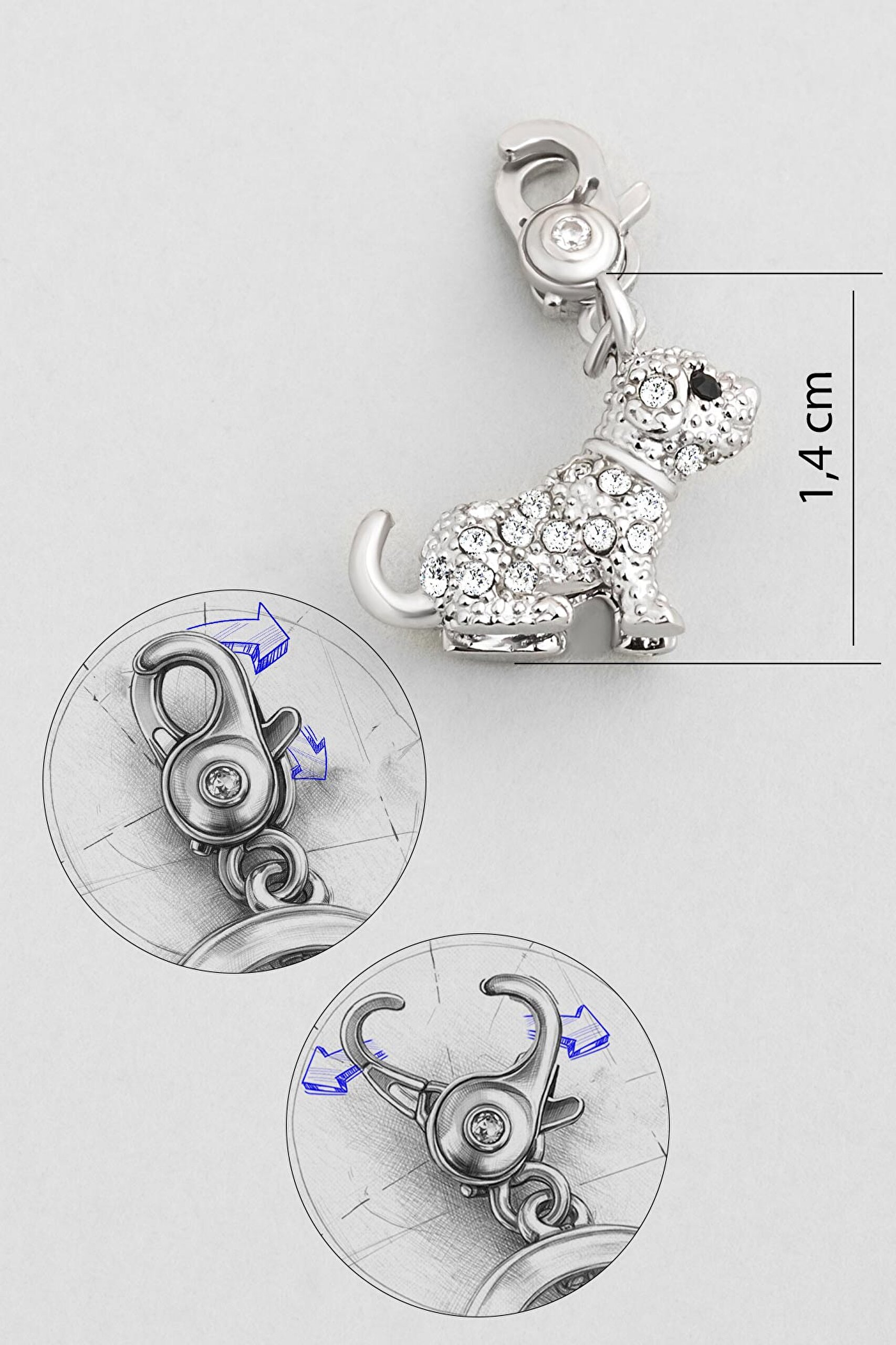 ⁠ Yavru Köpek 18 Ayar Beyaz Altın Kaplama Gümüş Charm_2}