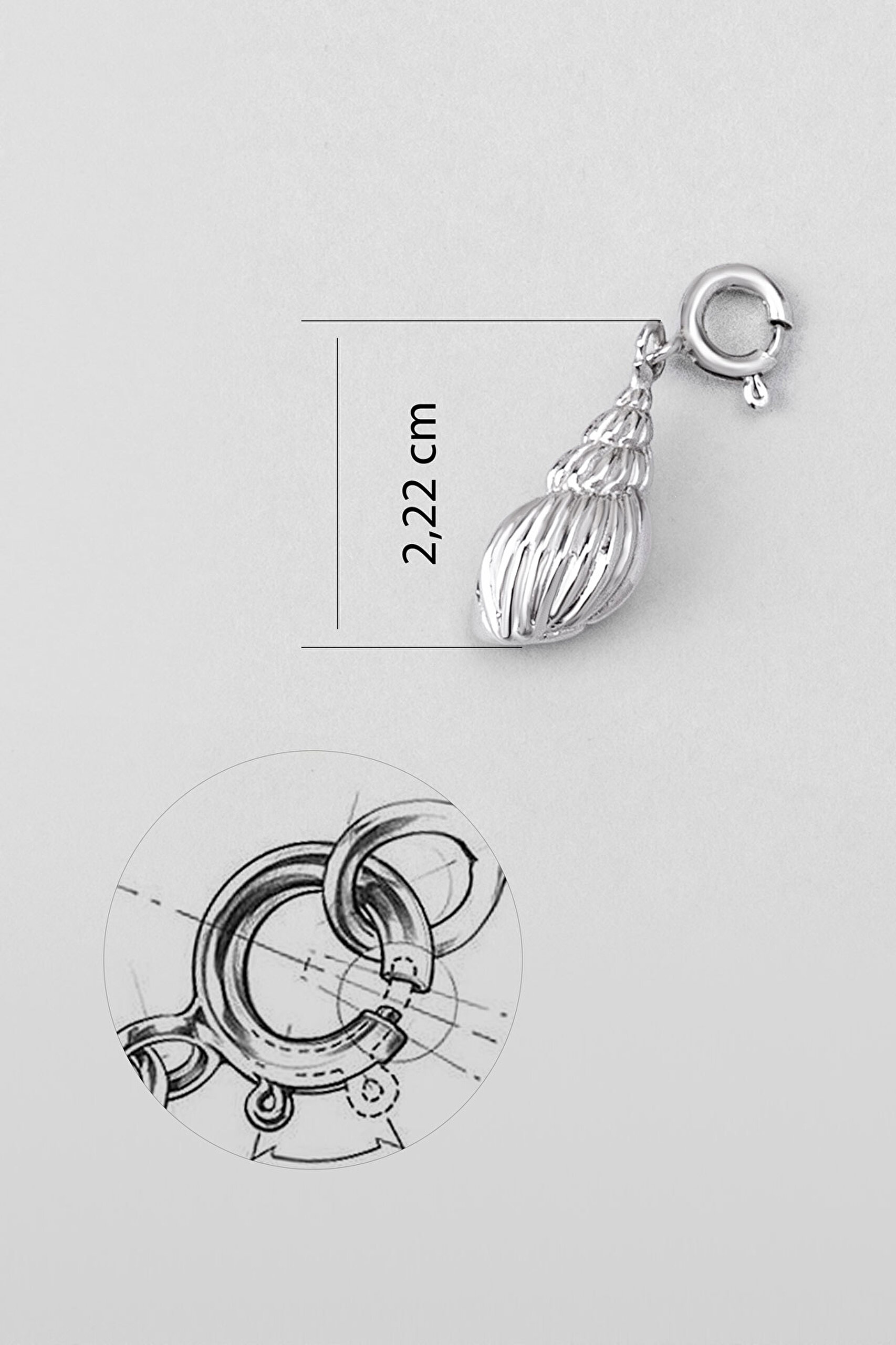 ⁠ Deniz Kabuğu 18 Ayar Beyaz Altın Kaplama Gümüş Charm_2}