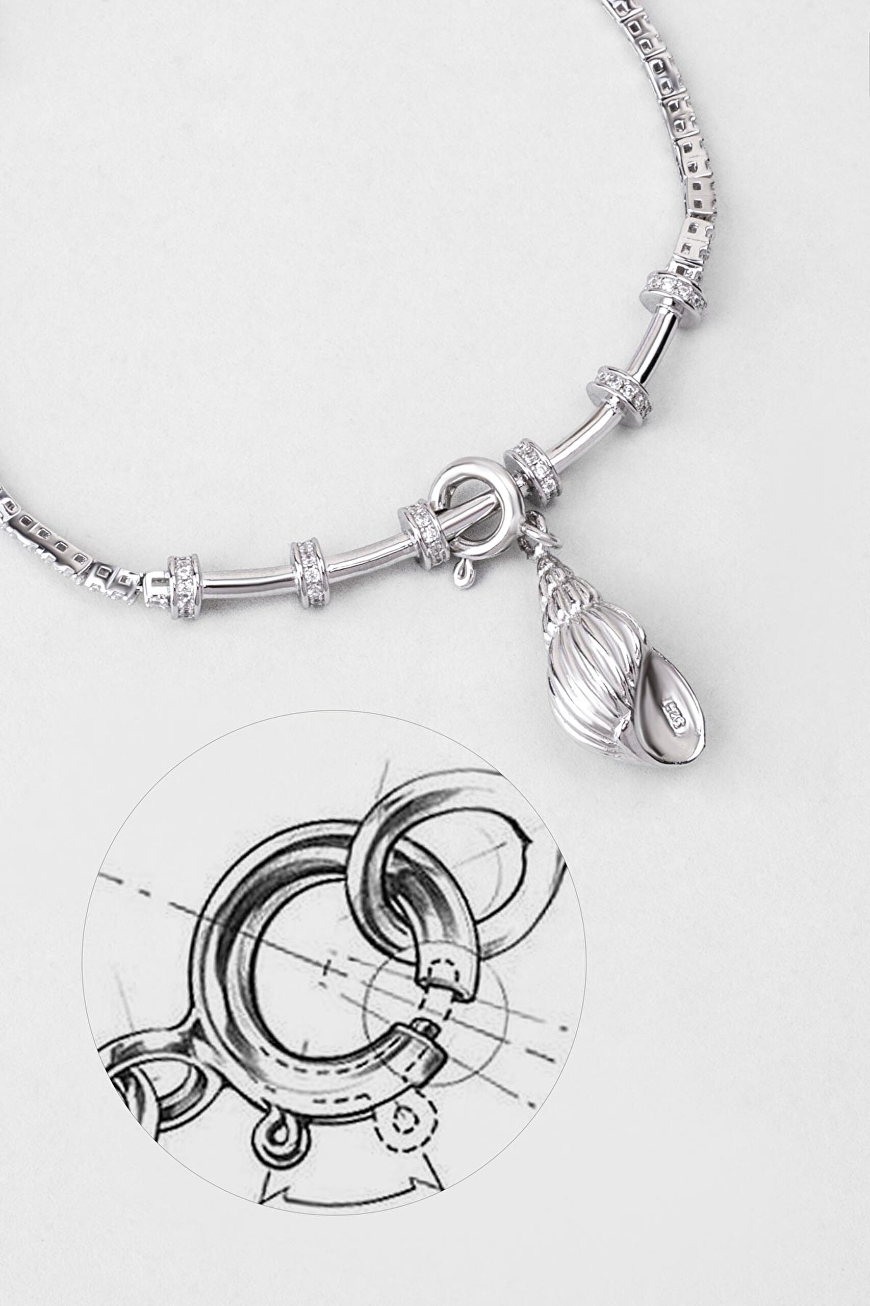 ⁠ Deniz Kabuğu 18 Ayar Beyaz Altın Kaplama Gümüş Charm_4}