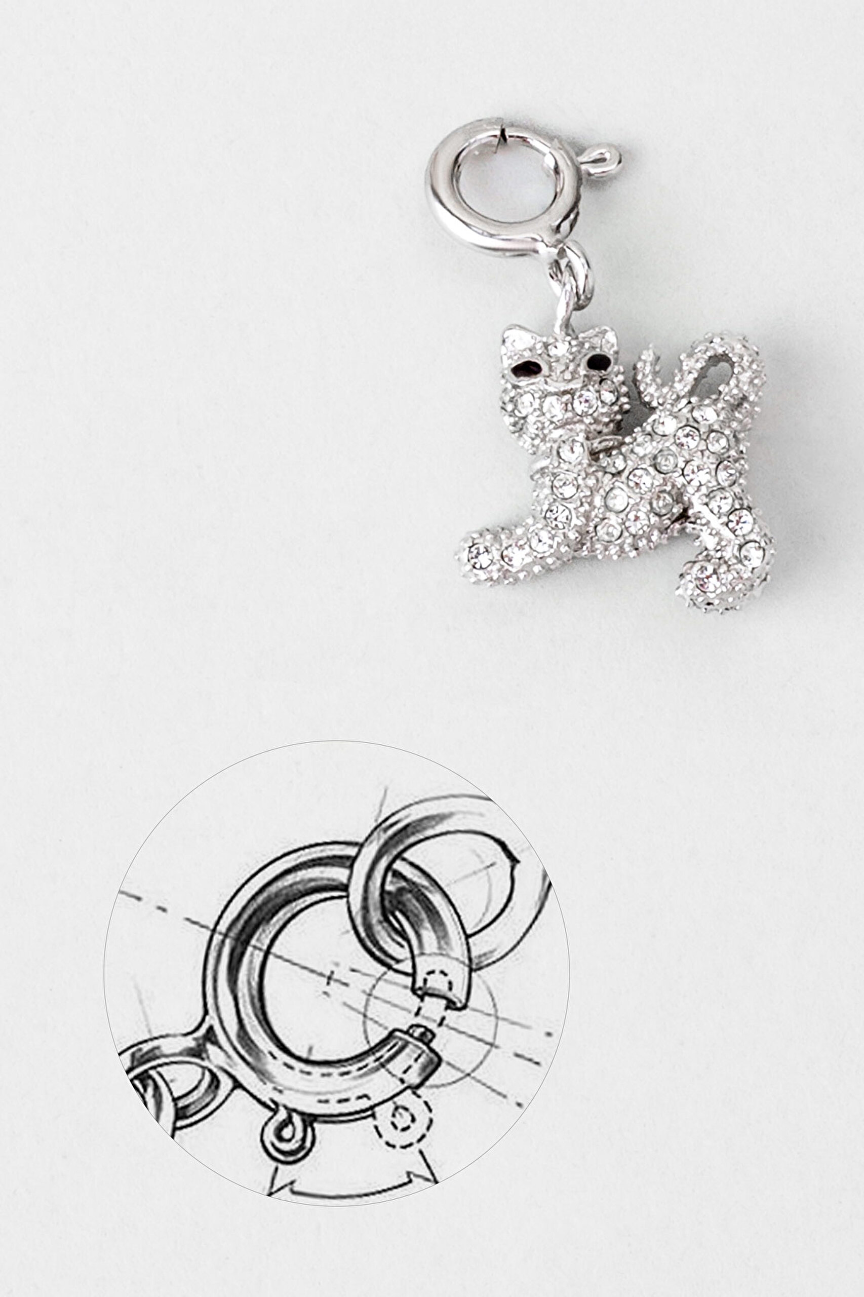 ⁠ Yavru Kedi 18 Ayar Beyaz Altın Kaplama Gümüş Charm_0}