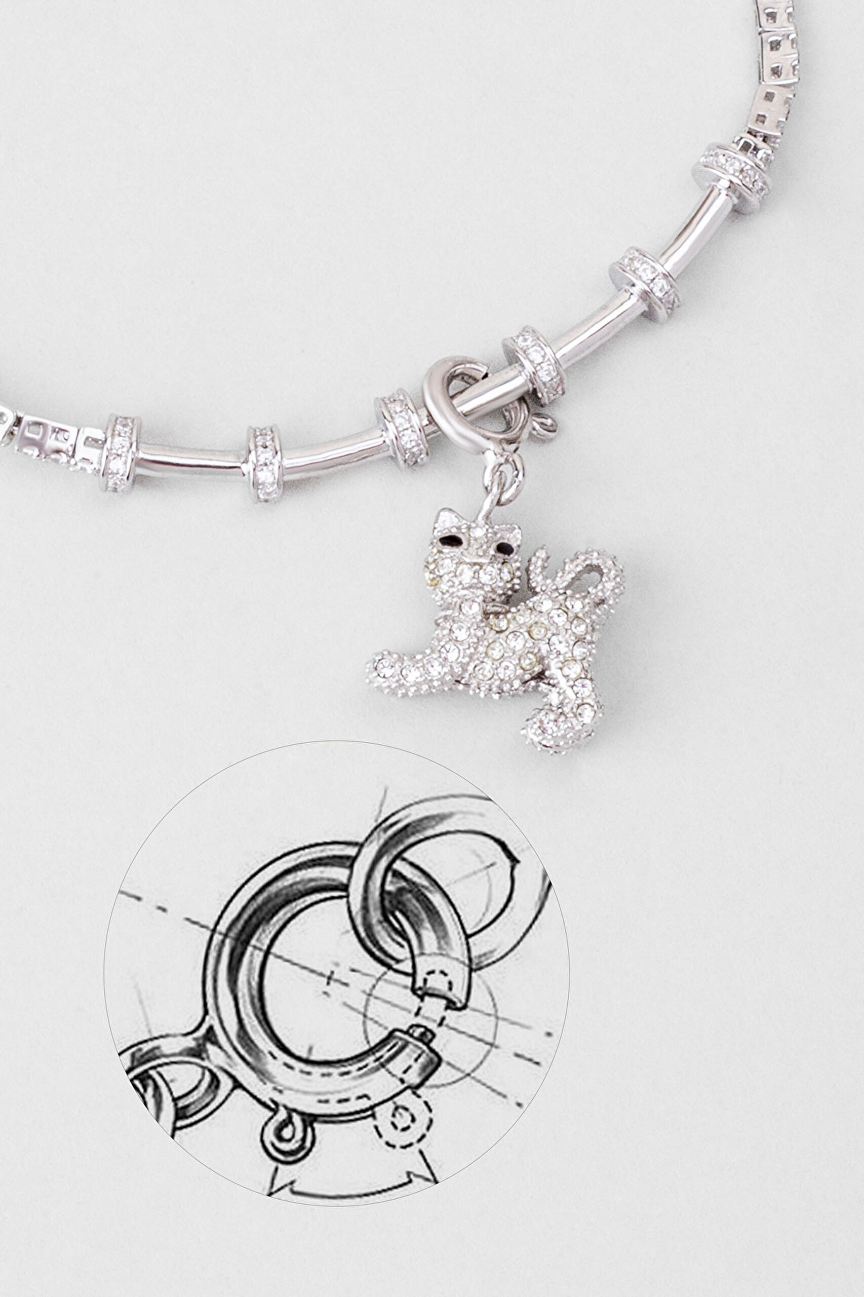 ⁠ Yavru Kedi 18 Ayar Beyaz Altın Kaplama Gümüş Charm_4}