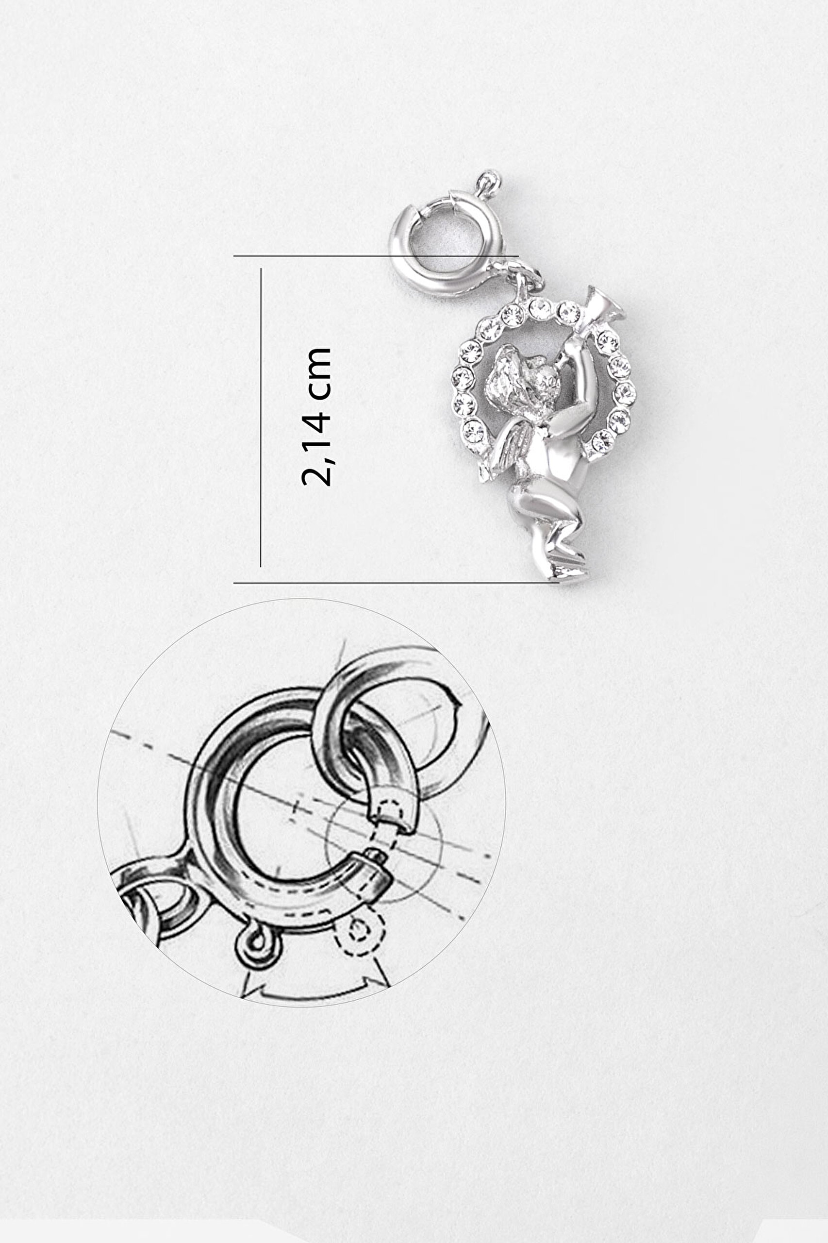 ⁠ İlham Meleği 18 Ayar Beyaz Altın Kaplama Gümüş Charm_2}