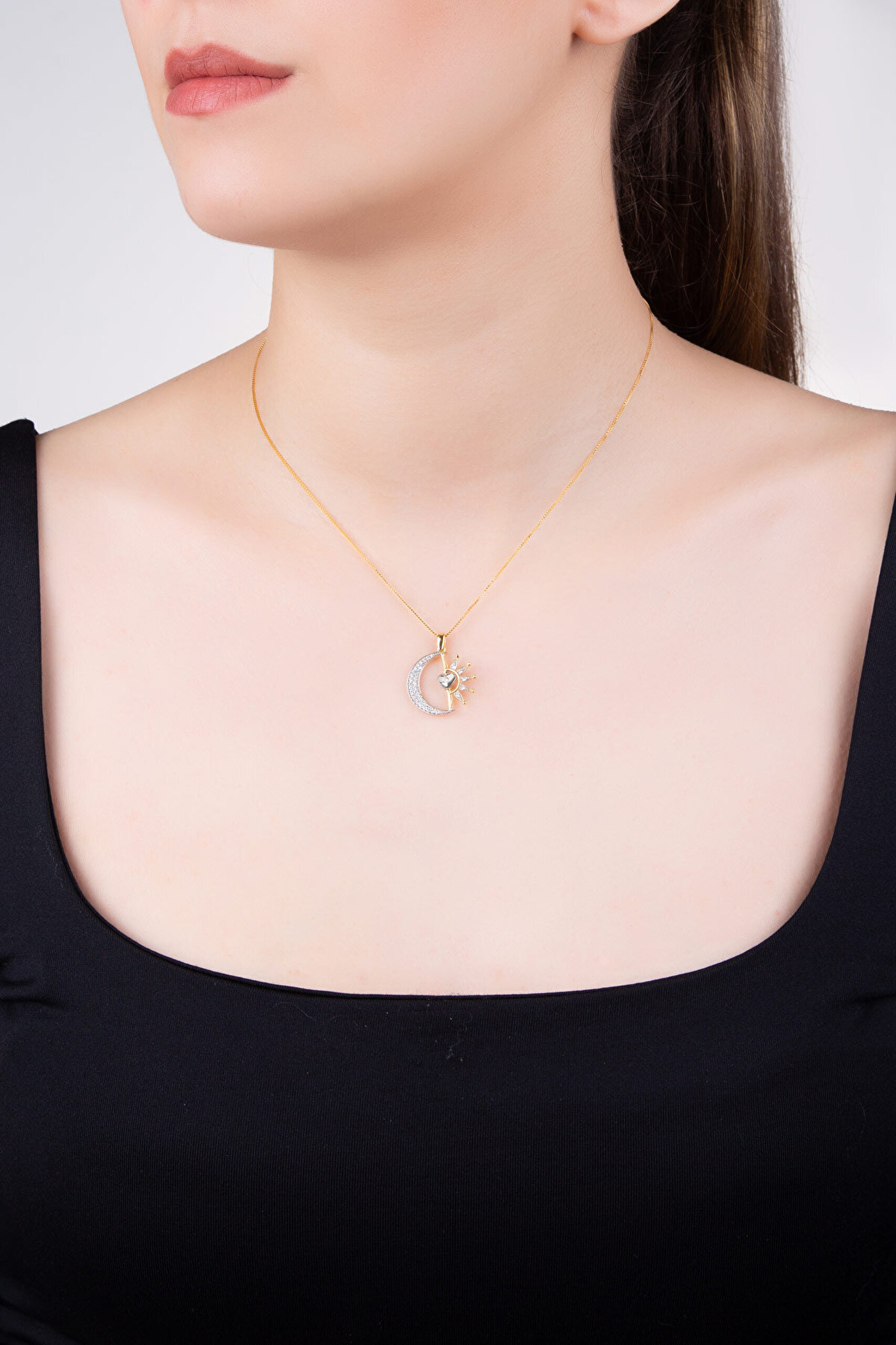 Sevgi Evreni 18 Ayar Sarı Altın Kaplama 43 Cm Gümüş Anneler Günü Kolyesi - 3