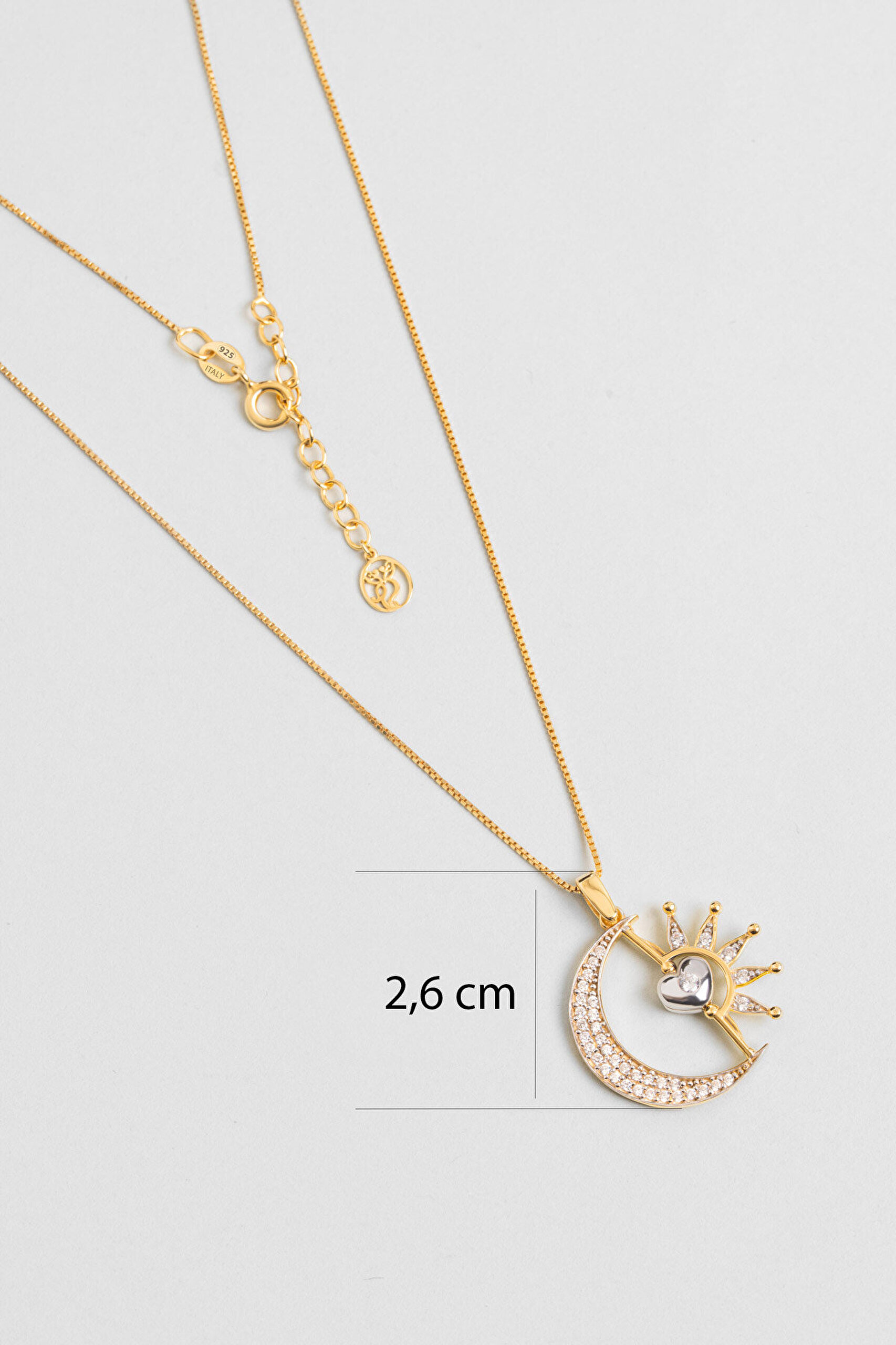 Sevgi Evreni 18 Ayar Sarı Altın Kaplama 43 Cm Gümüş Anneler Günü Kolyesi - 2