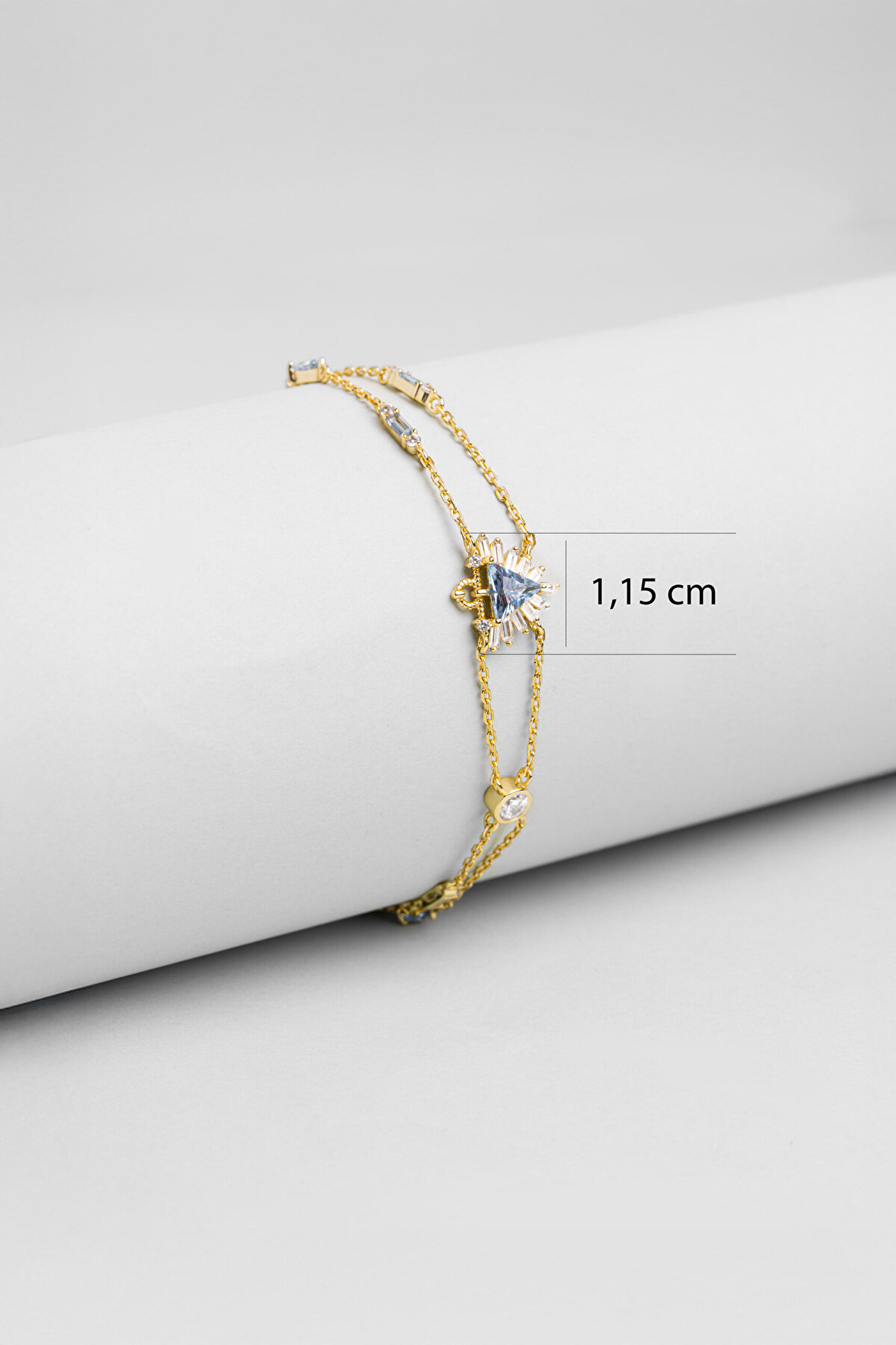 Şehir Işıkları 18 Ayar Sarı Altın Kaplama 19 Cm Gümüş Tasarım Bileklik - 2