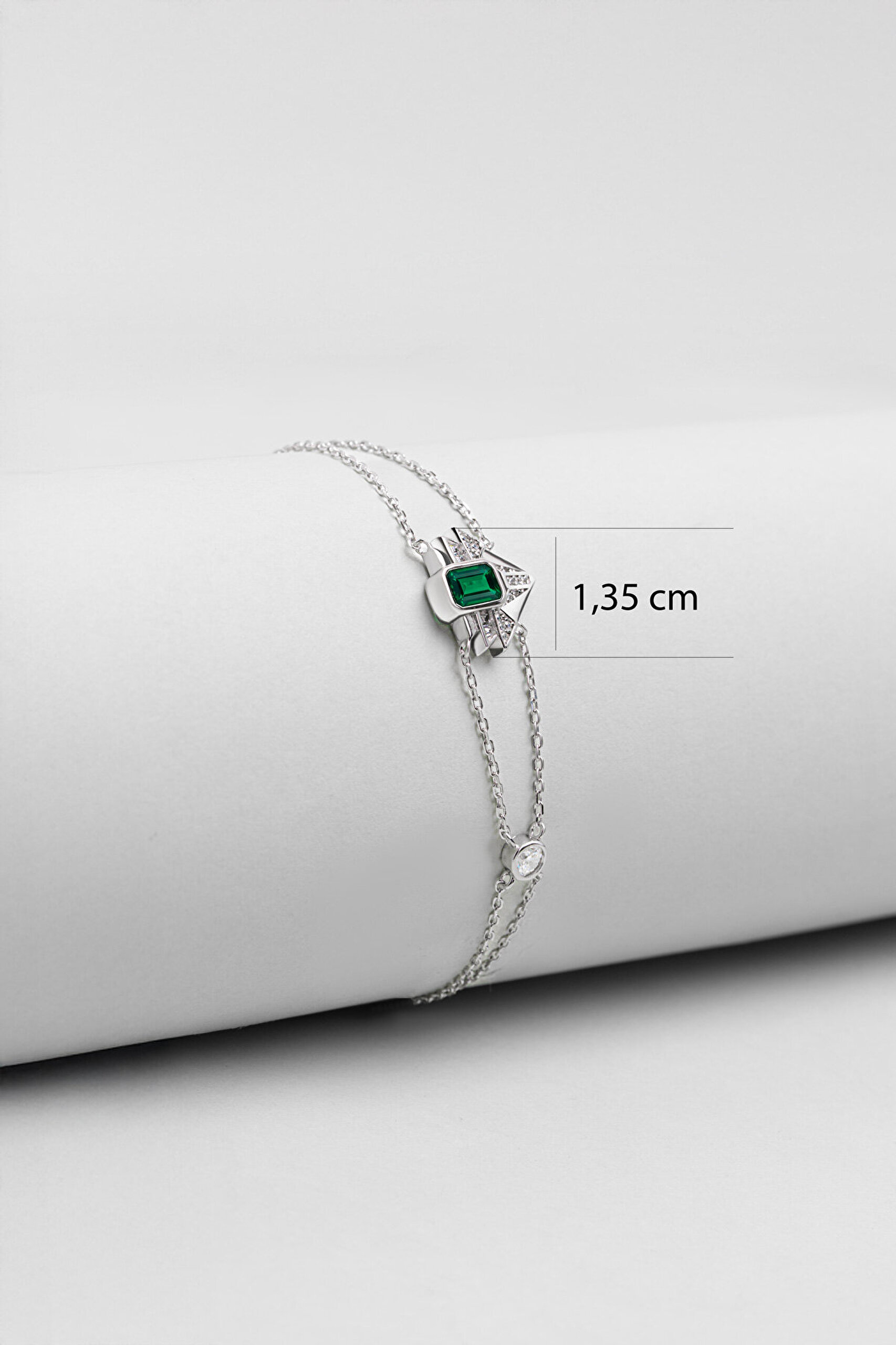 Modern Çizgi 18 Ayar Beyaz Altın Kaplama 19 Cm Gümüş Tasarım Bileklik - 2