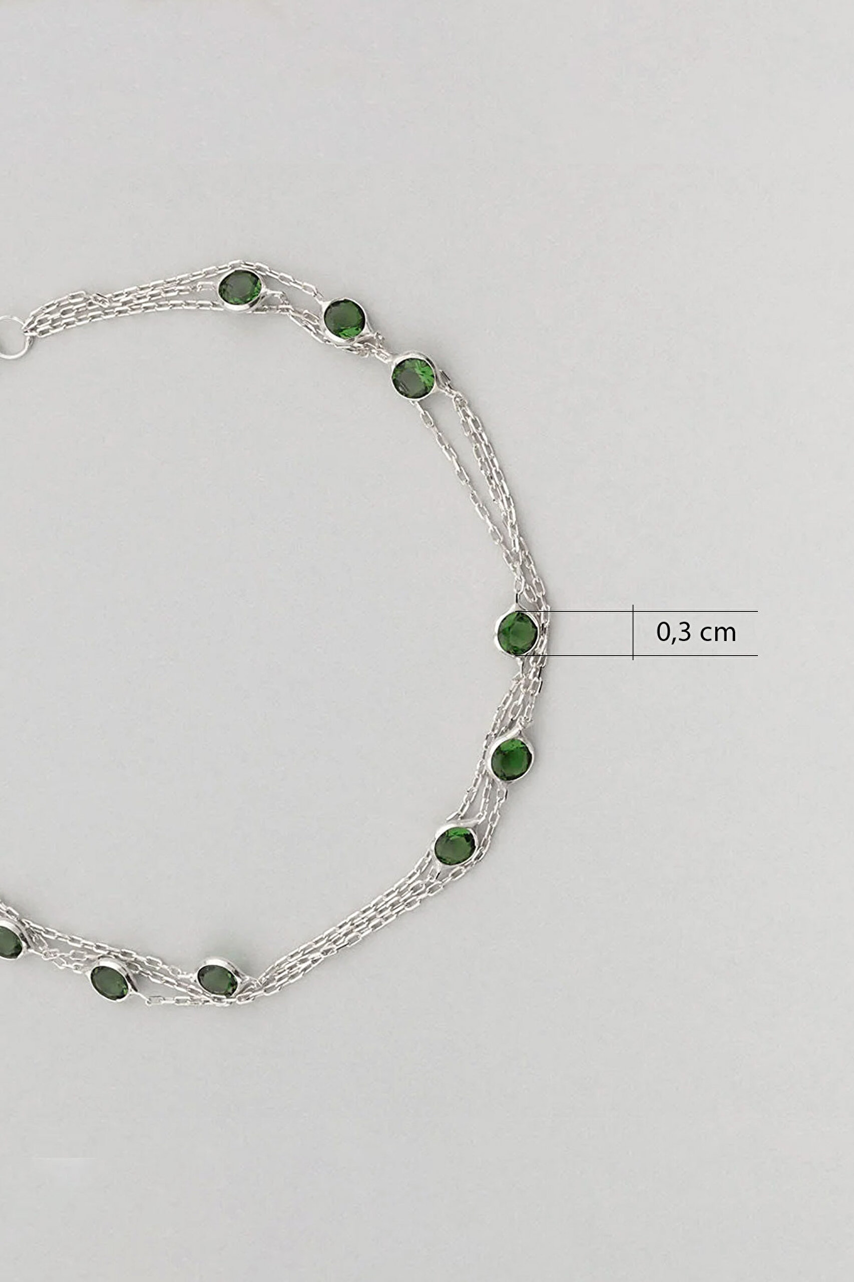 ⁠ Üç Sıra Zirkon Taşlı 18 Ayar Beyaz Altın Kaplama 19 Cm Gümüş Bileklik_2}