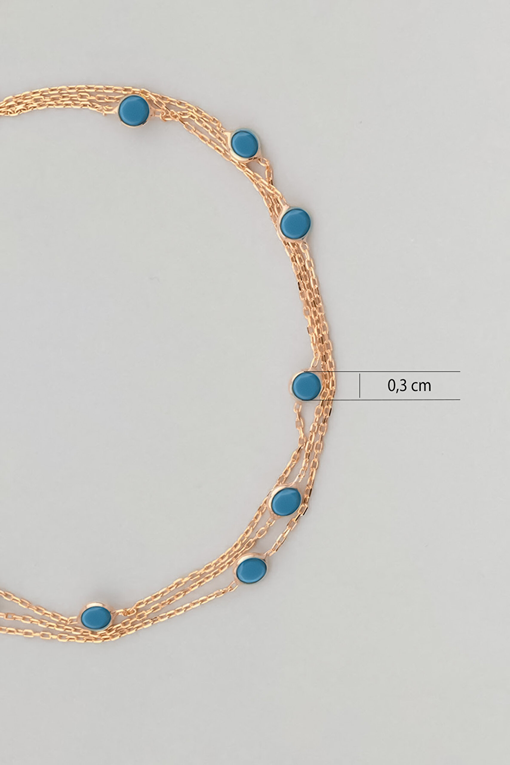 ⁠ Üç Sıra Zirkon Taşlı 18 Ayar Rose Altın Kaplama 19 Cm Gümüş Bileklik_2}