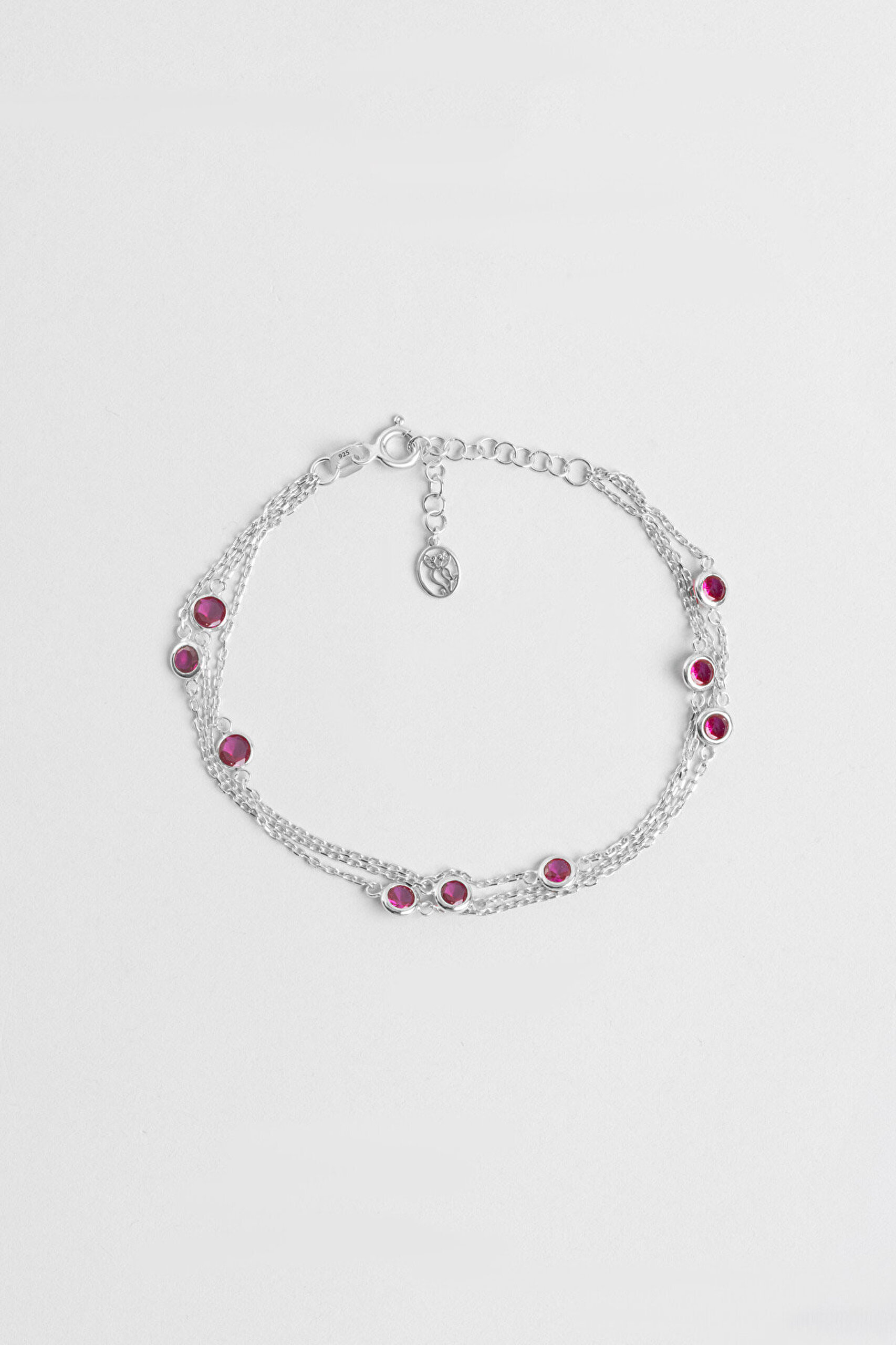 Üç Sıra Zirkon Taşlı 18 Ayar Beyaz Altın Kaplama 19 Cm Gümüş Bileklik - 4