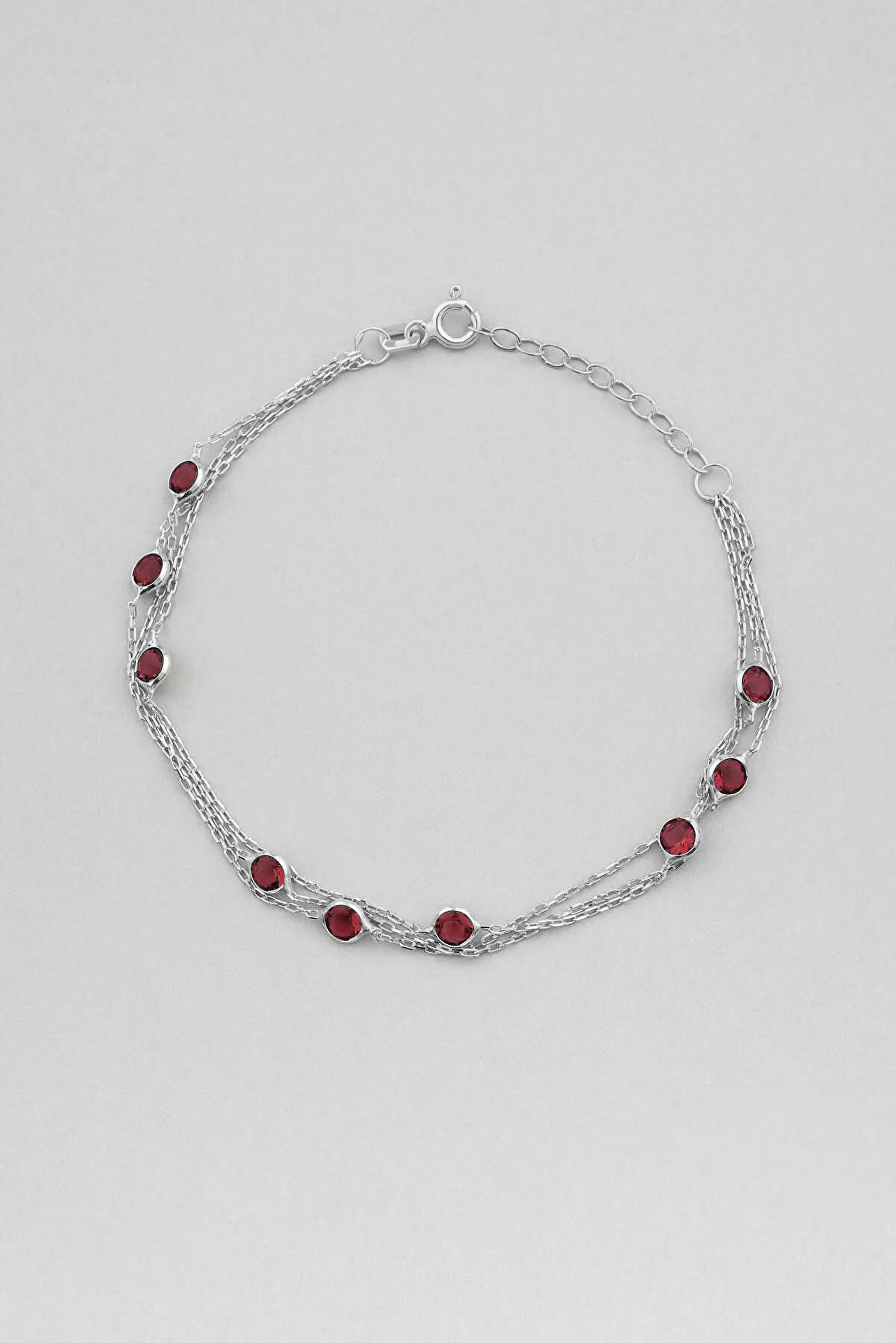 ⁠ Üç Sıra Zirkon Taşlı 18 Ayar Beyaz Altın Kaplama 19 Cm Gümüş Bileklik_0}