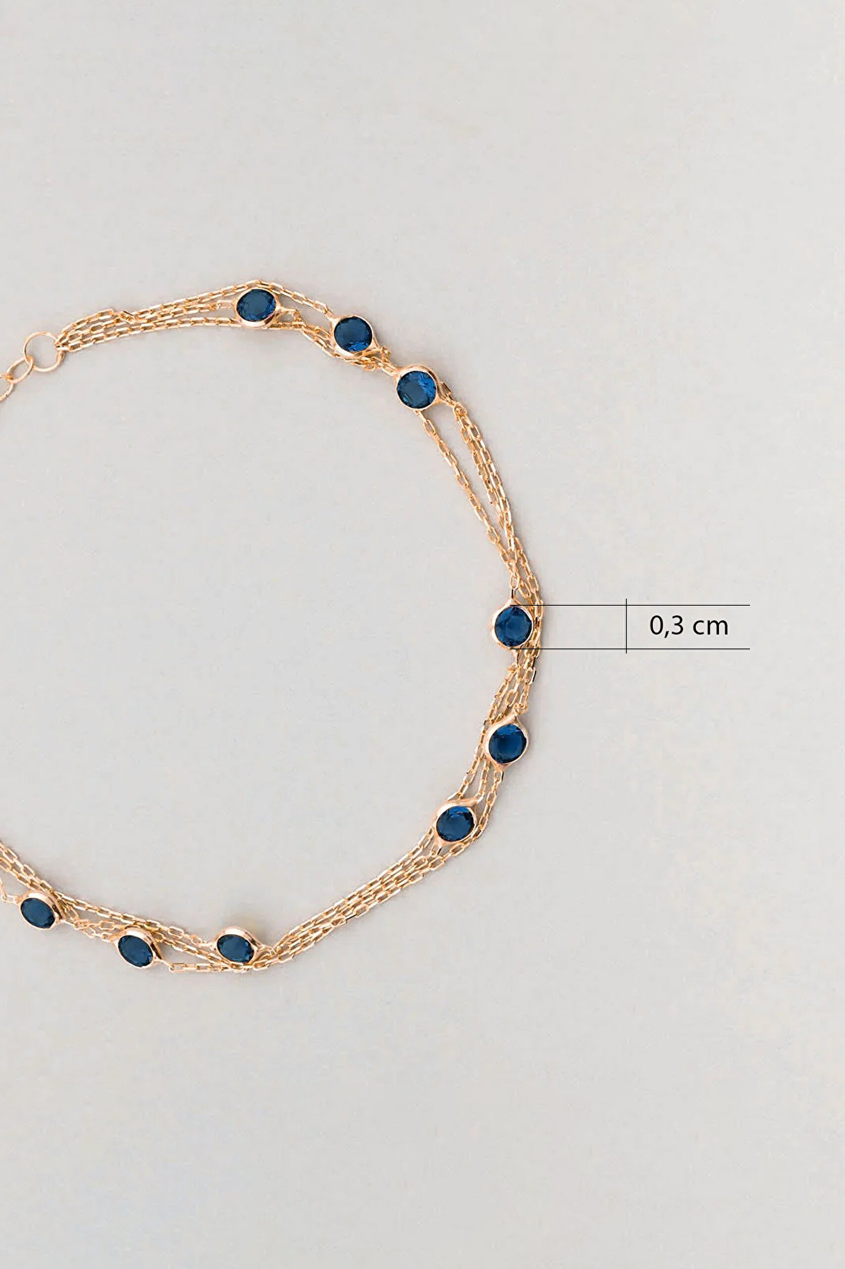 ⁠ Üç Sıra Zirkon Taşlı 18 Ayar Rose Altın Kaplama 19 Cm Gümüş Bileklik_2}
