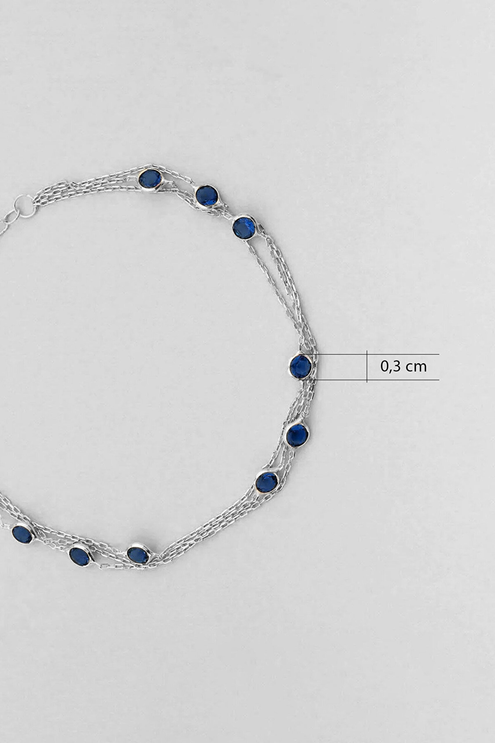 Üç Sıra Zirkon Taşlı 18 Ayar Beyaz Altın Kaplama 19 Cm Gümüş Bileklik - 2