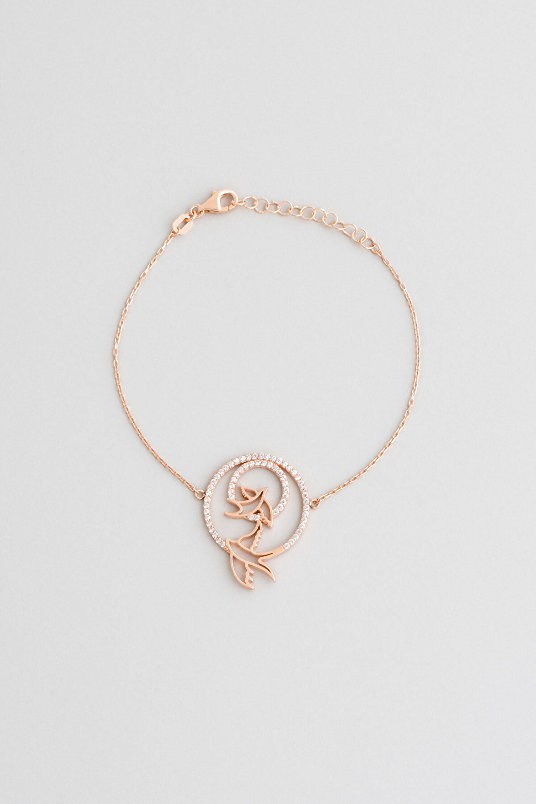 Özgürlük Kuşu 18 Ayar Rose Altın Kaplama Gümüş Bileklik