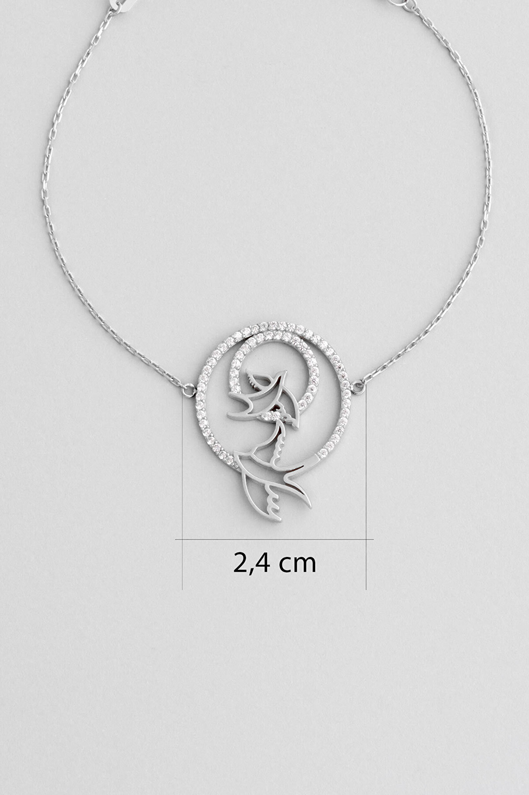 Özgürlük Kuşu 18 Ayar Beyaz Altın Kaplama Gümüş Bileklik - 2