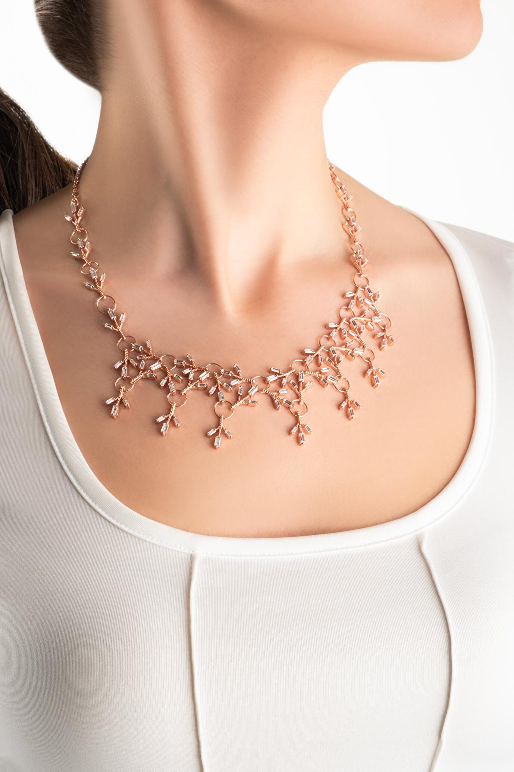 ⁠ Fiore 18 Ayar Rose Altın Kaplama 48 Cm Gümüş Gerdanlık_4}