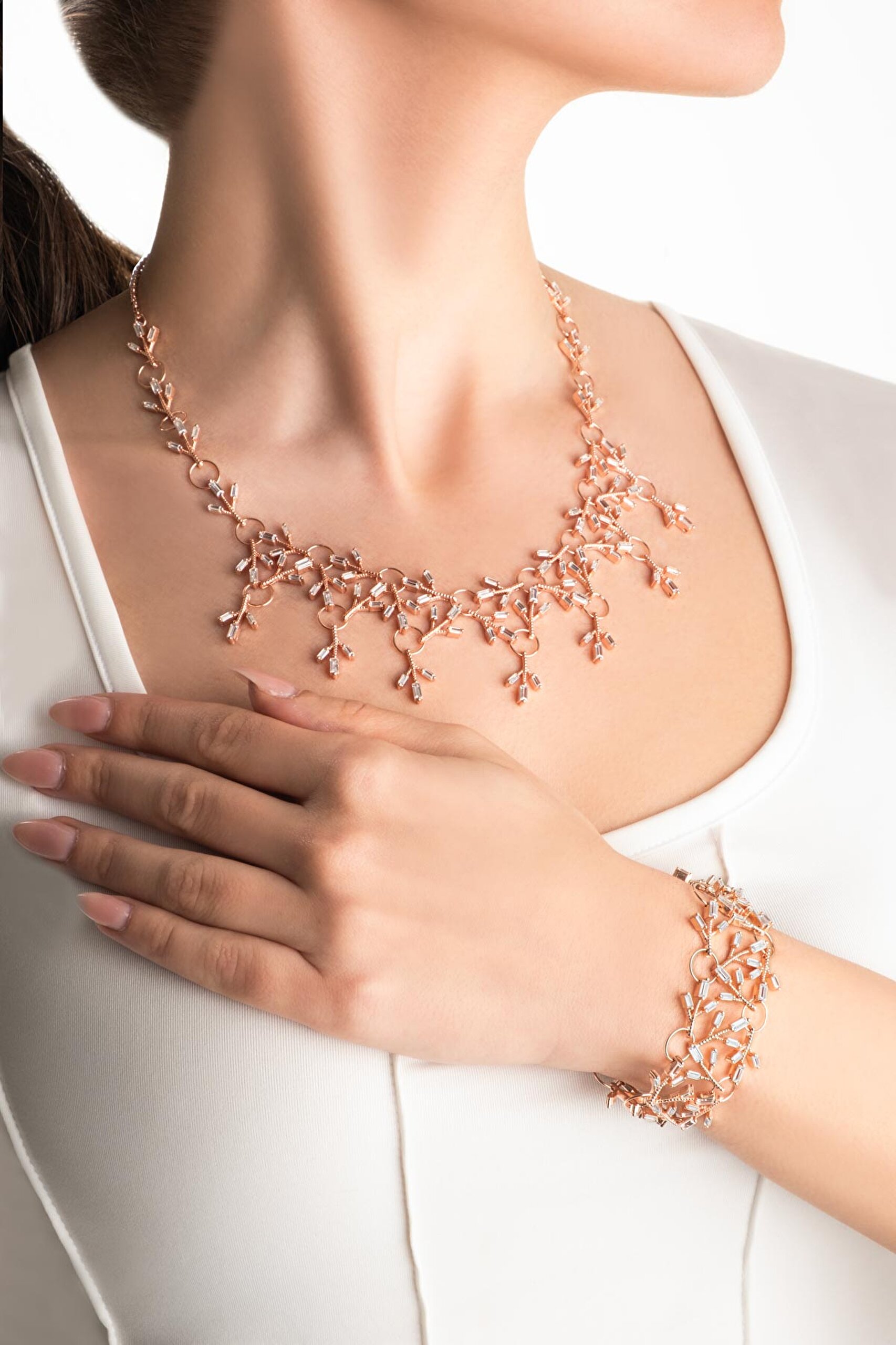 ⁠ Fiore 18 Ayar Rose Altın Kaplama 48 Cm Gümüş Gerdanlık_5}