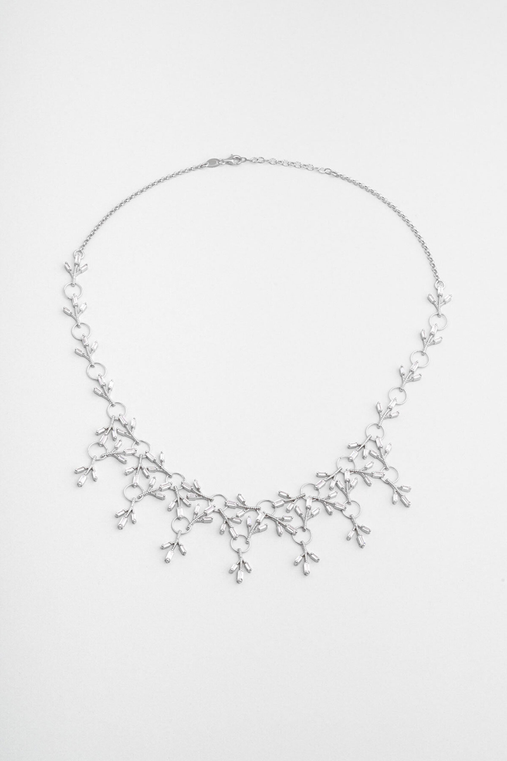 Fiore 18 Ayar  Beyaz Altın Kaplama 48 Cm Gümüş Gerdanlık - 0