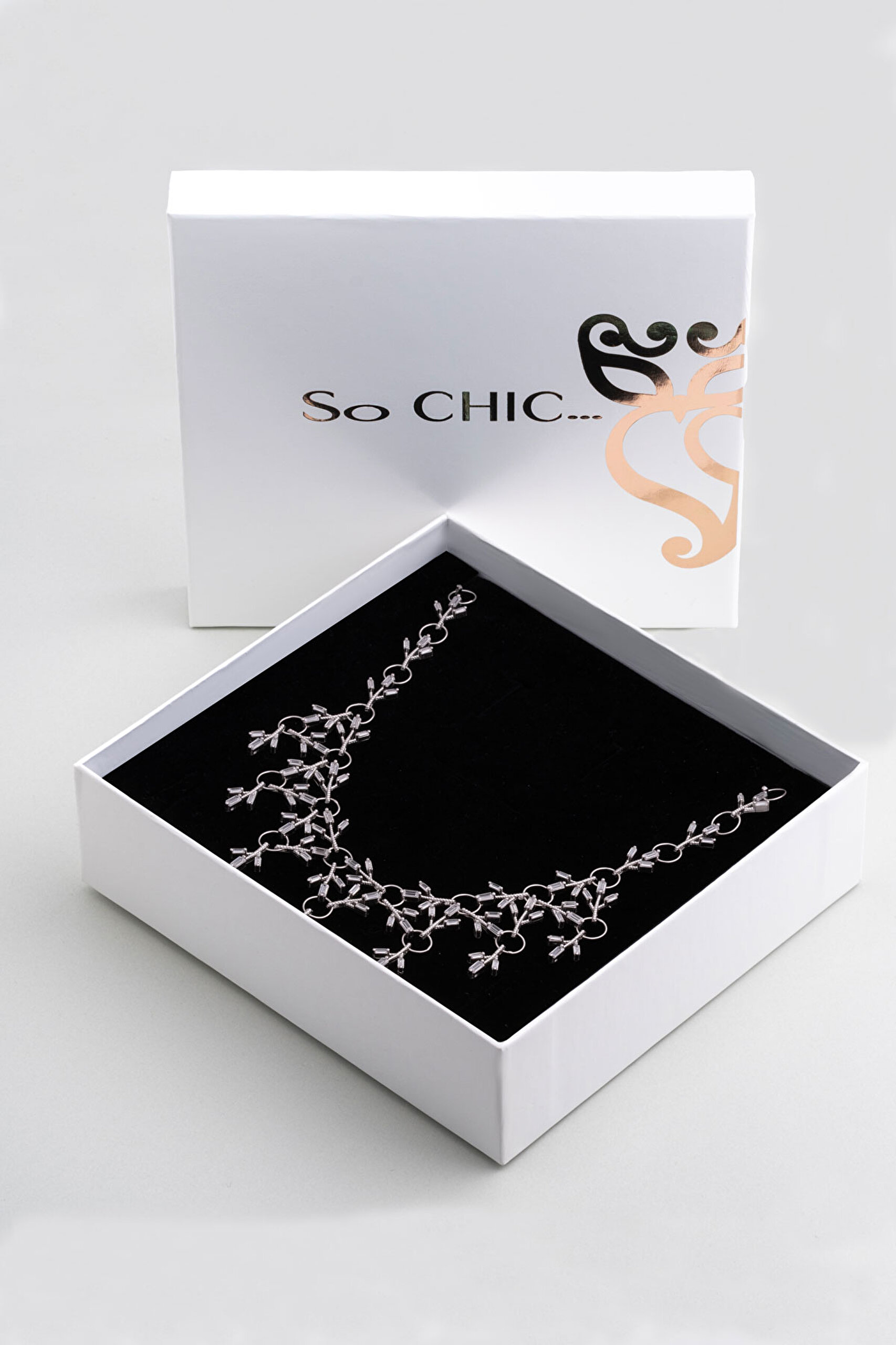 Fiore 18 Ayar  Beyaz Altın Kaplama 48 Cm Gümüş Gerdanlık - 6