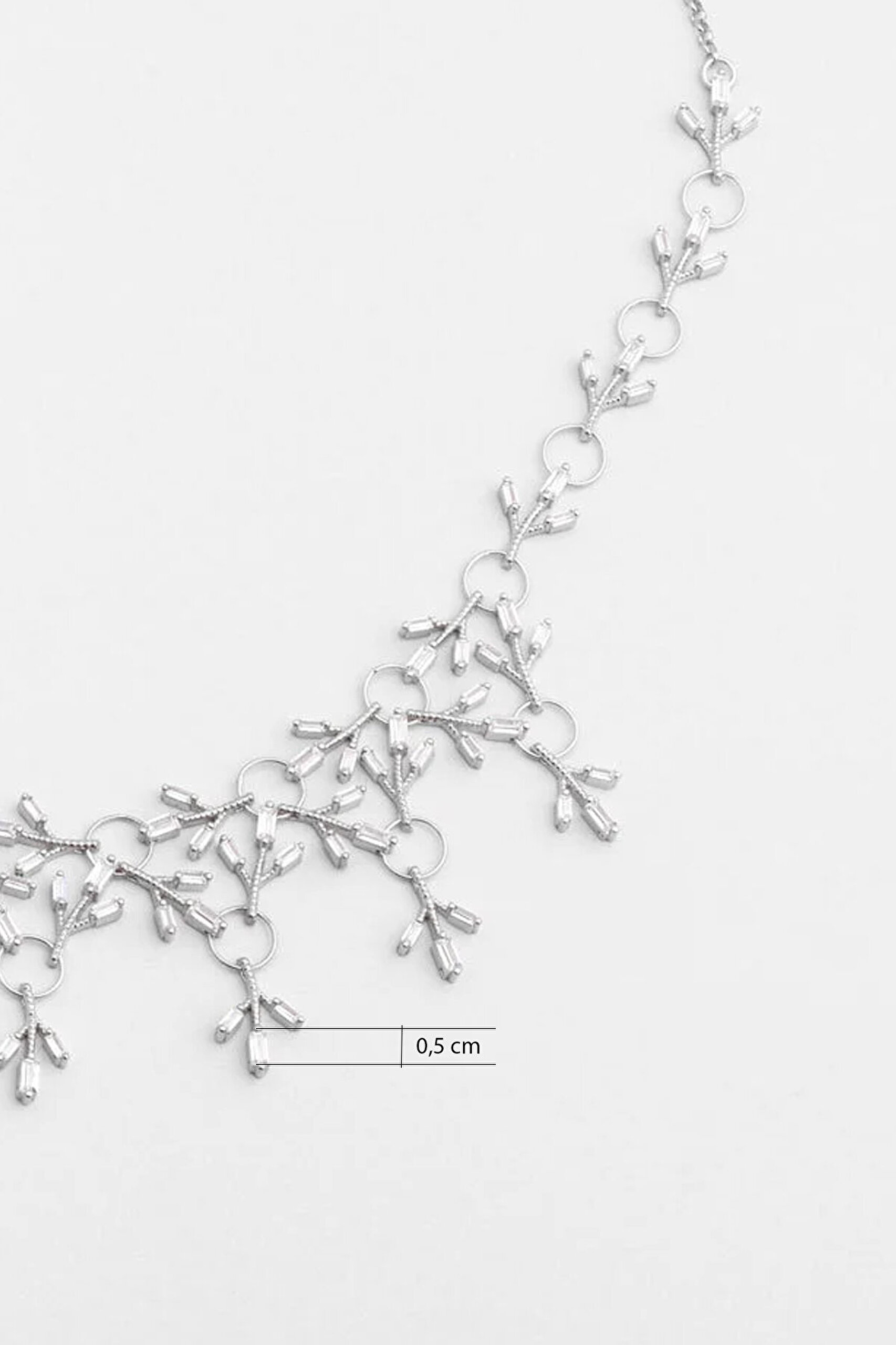 Fiore 18 Ayar  Beyaz Altın Kaplama 48 Cm Gümüş Gerdanlık - 2
