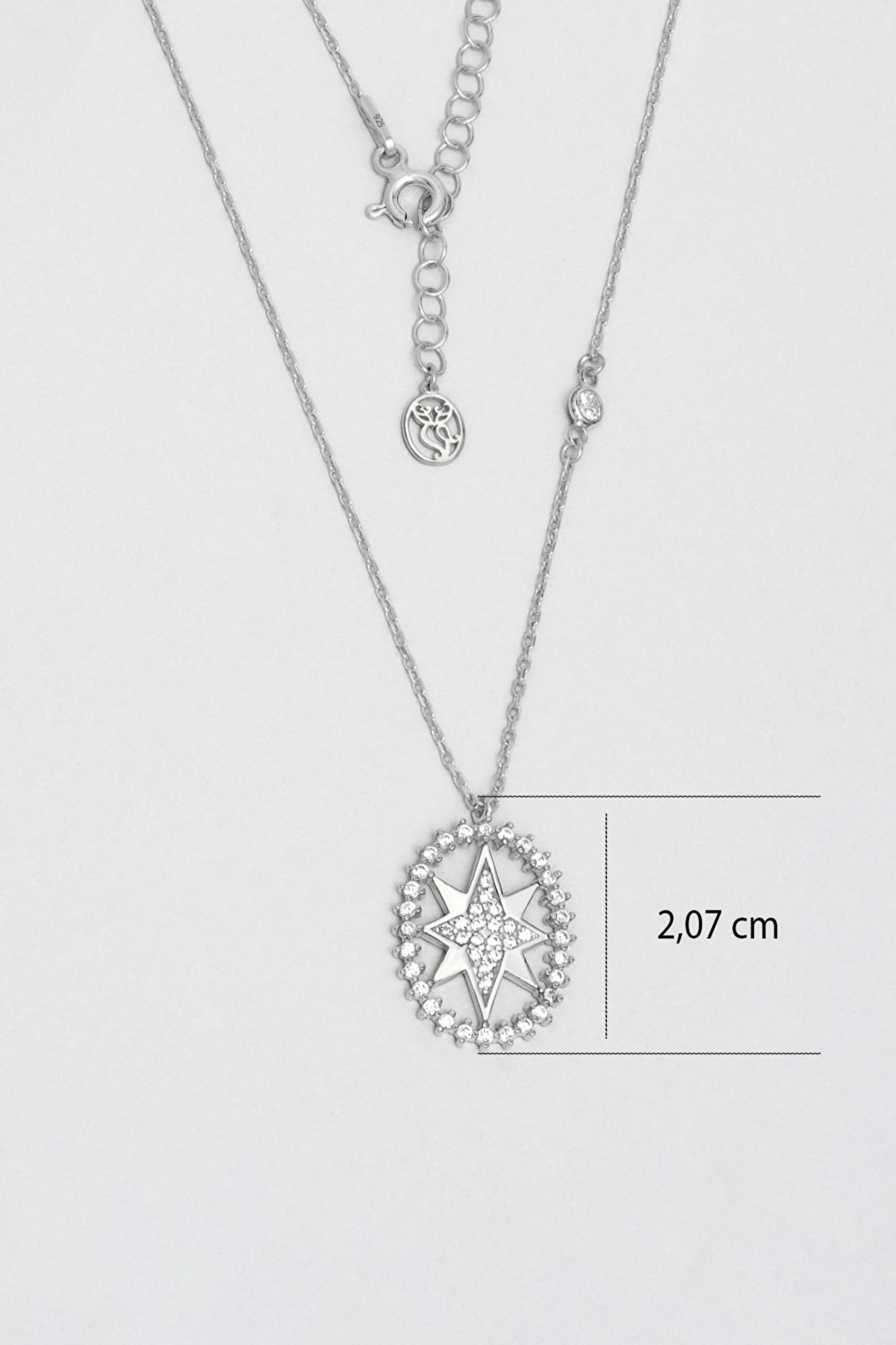 ⁠ Kutup Yıldızı 18 Ayar Beyaz Altın Kaplama 45 Cm Gümüş Kolye_2}