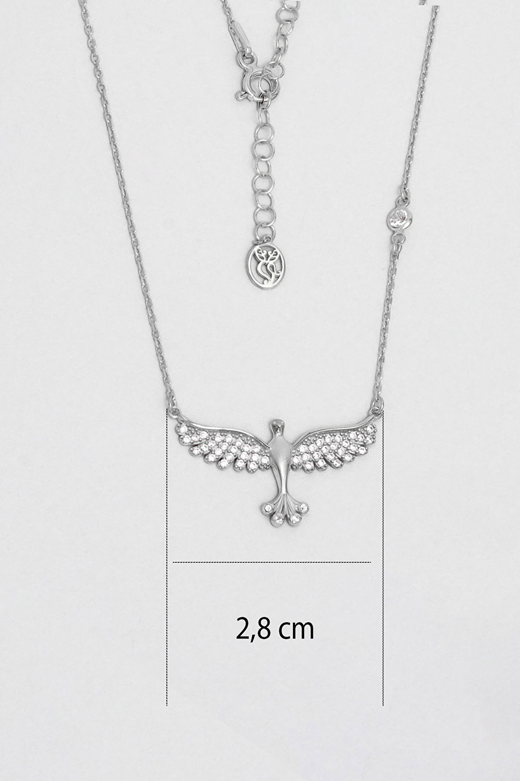 ⁠ 18 Ayar Beyaz Altın Kaplama Gümüş 50 Cm Mikail Meleği Kolye_2}