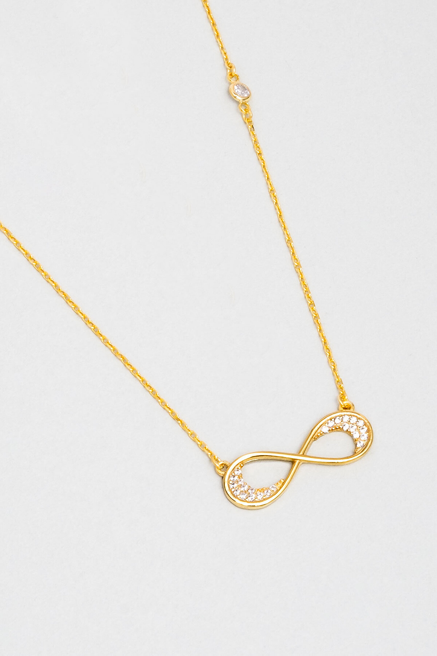 Sonsuzluk Figürlü 18 Ayar Sarı Altın Kaplama Gümüş Kolye - 4