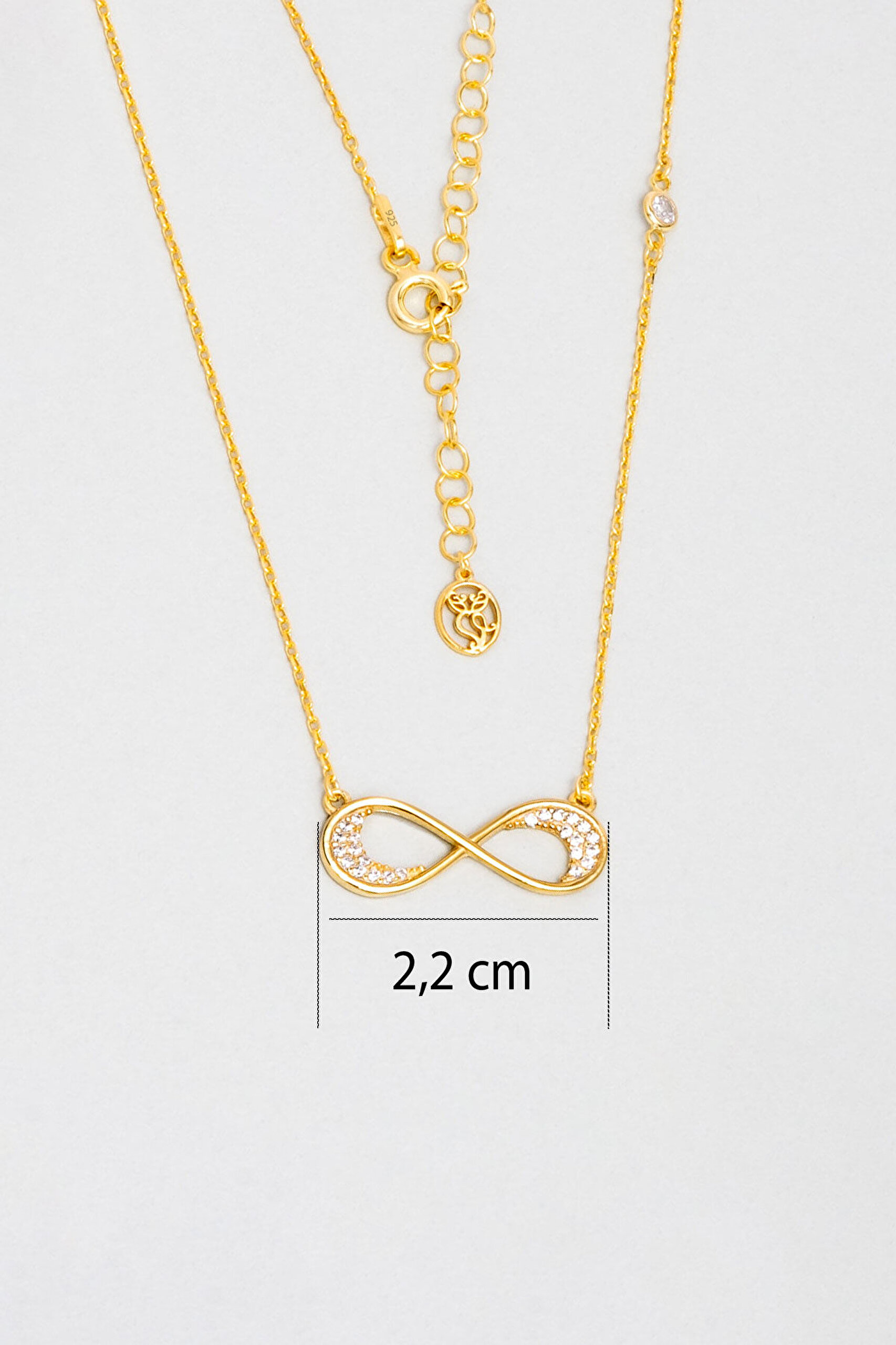 Sonsuzluk Figürlü 18 Ayar Sarı Altın Kaplama Gümüş Kolye - 2