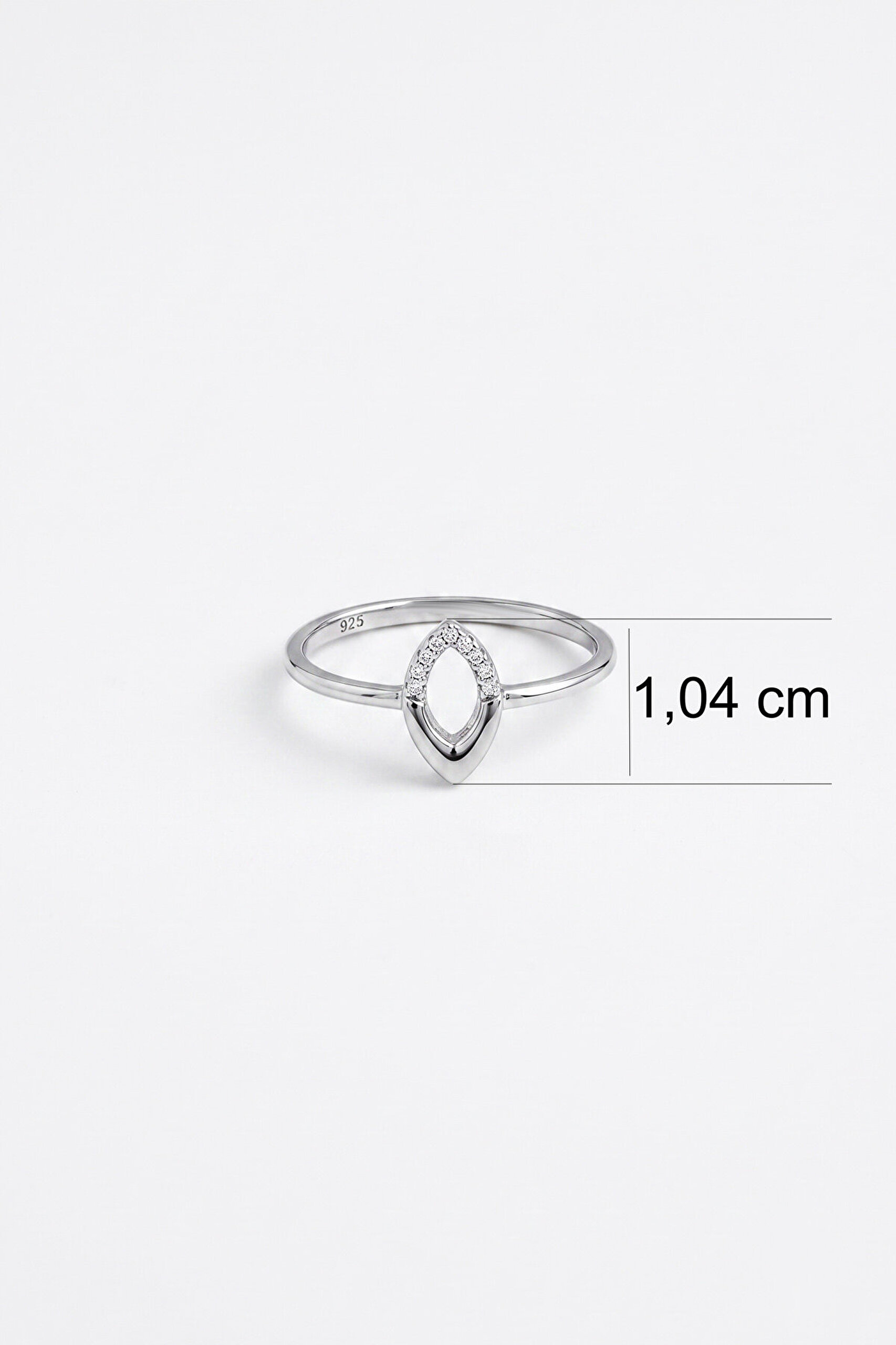 Minimal 18 Ayar Beyaz Altın Kaplama Gümüş Yüzük - 2