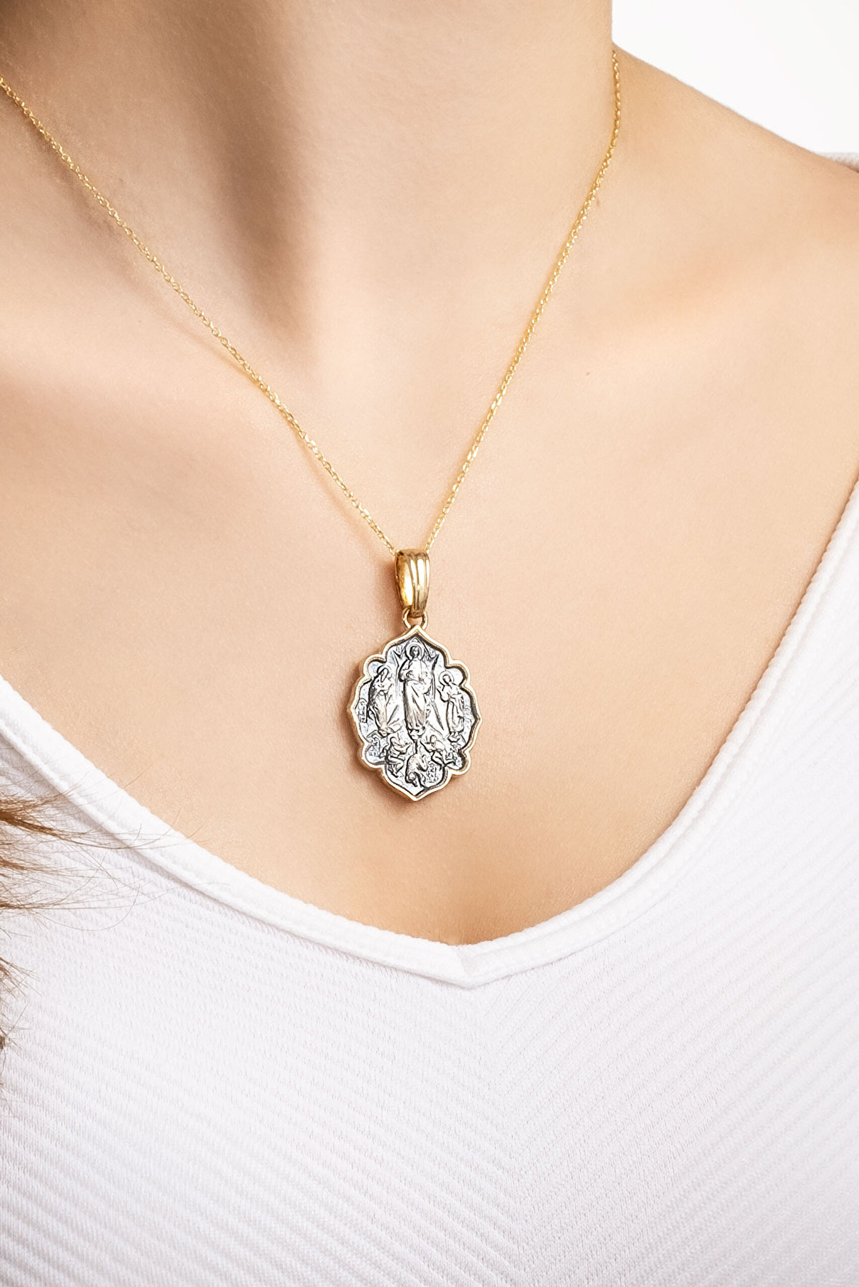 ⁠ Azizler 18 Ayar Sarıı Altın Kaplama 43 Cm Gümüş Cross Kolye_4}