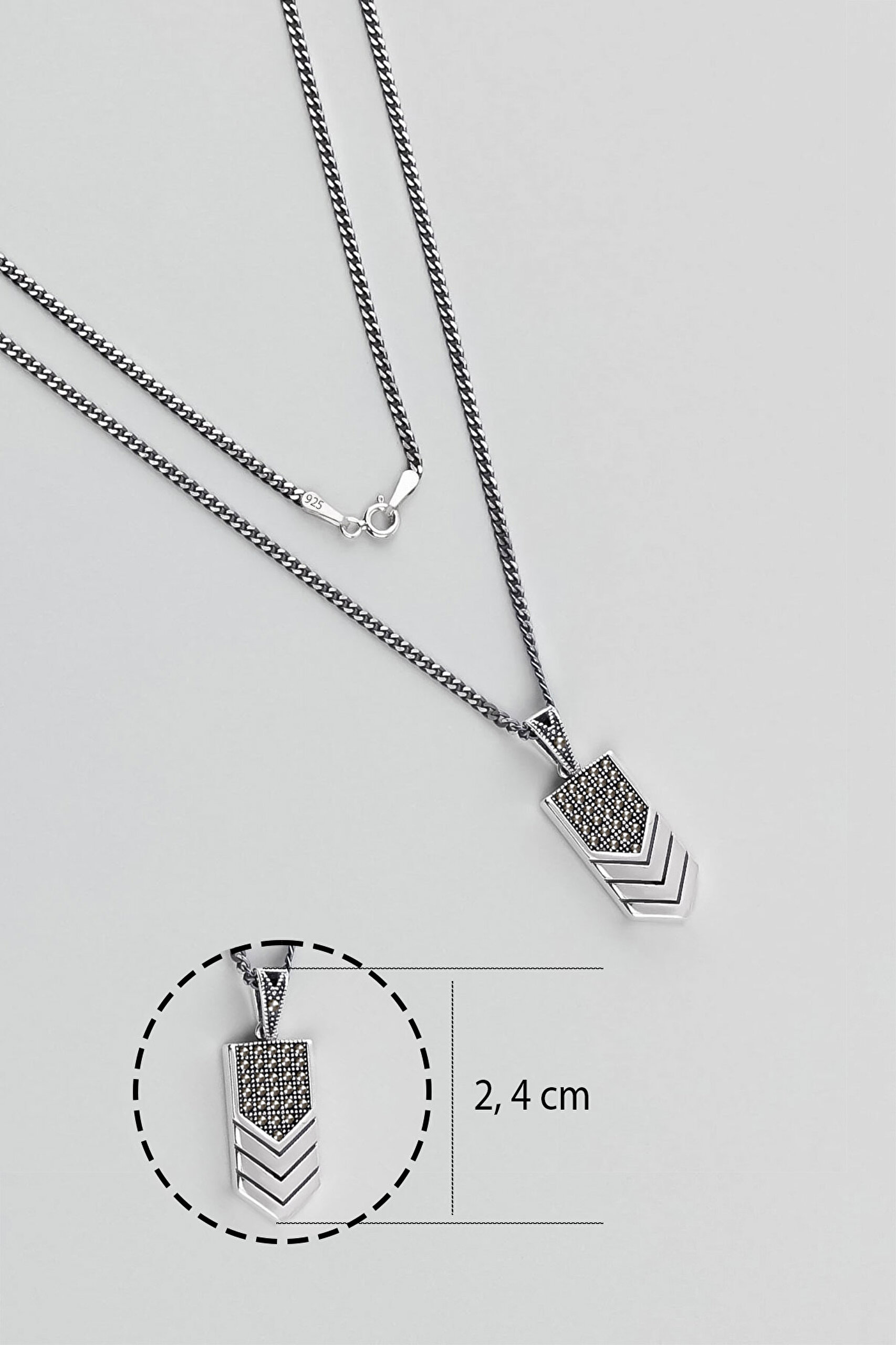 ⁠ Arma Figürlü 65 Cm Gümüş Erkek Kolye_2}