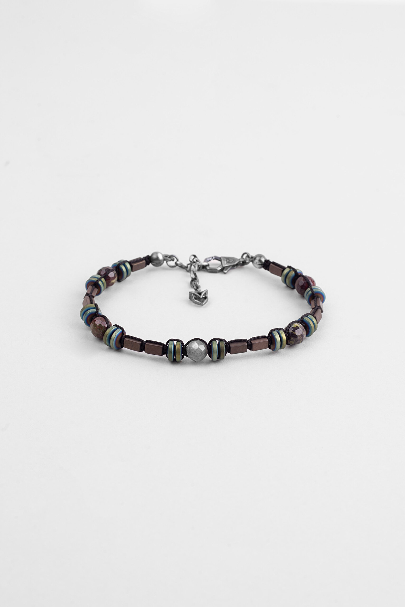 ⁠ Kalsedon Ve Hematit Taşlı 22 Cm Gümüş Erkek Bileklik_0}