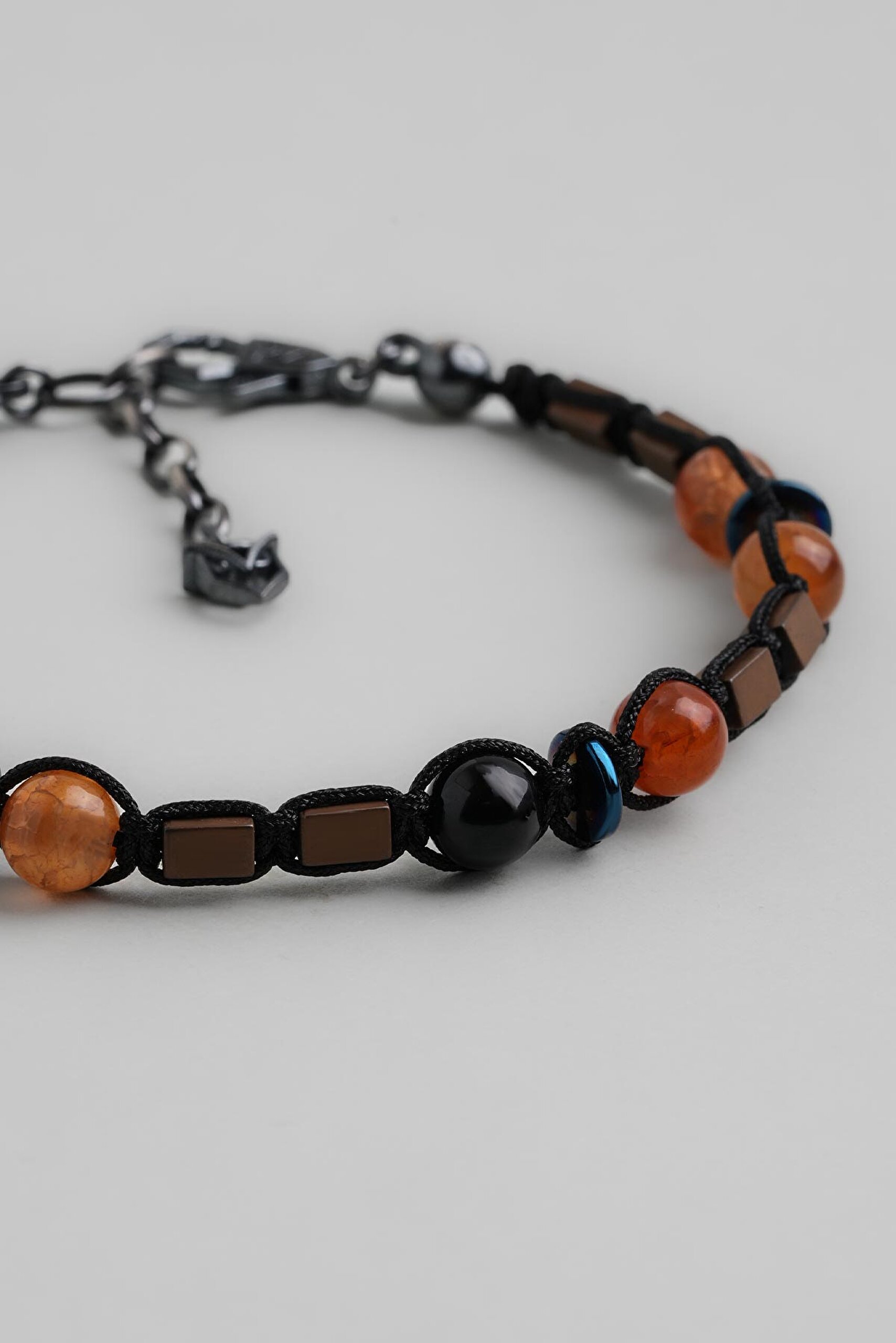 ⁠ Hematit Ve Akik Taşlı 22 Cm Gümüş Erkek Bileklik_2}