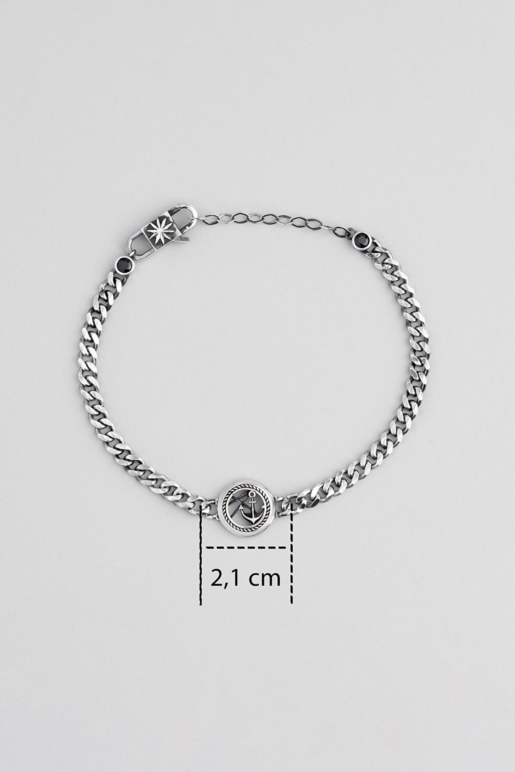 ⁠ Çapa Figürlü Oksitli 21 Cm Gümüş Erkek Zincir Bileklik_2}