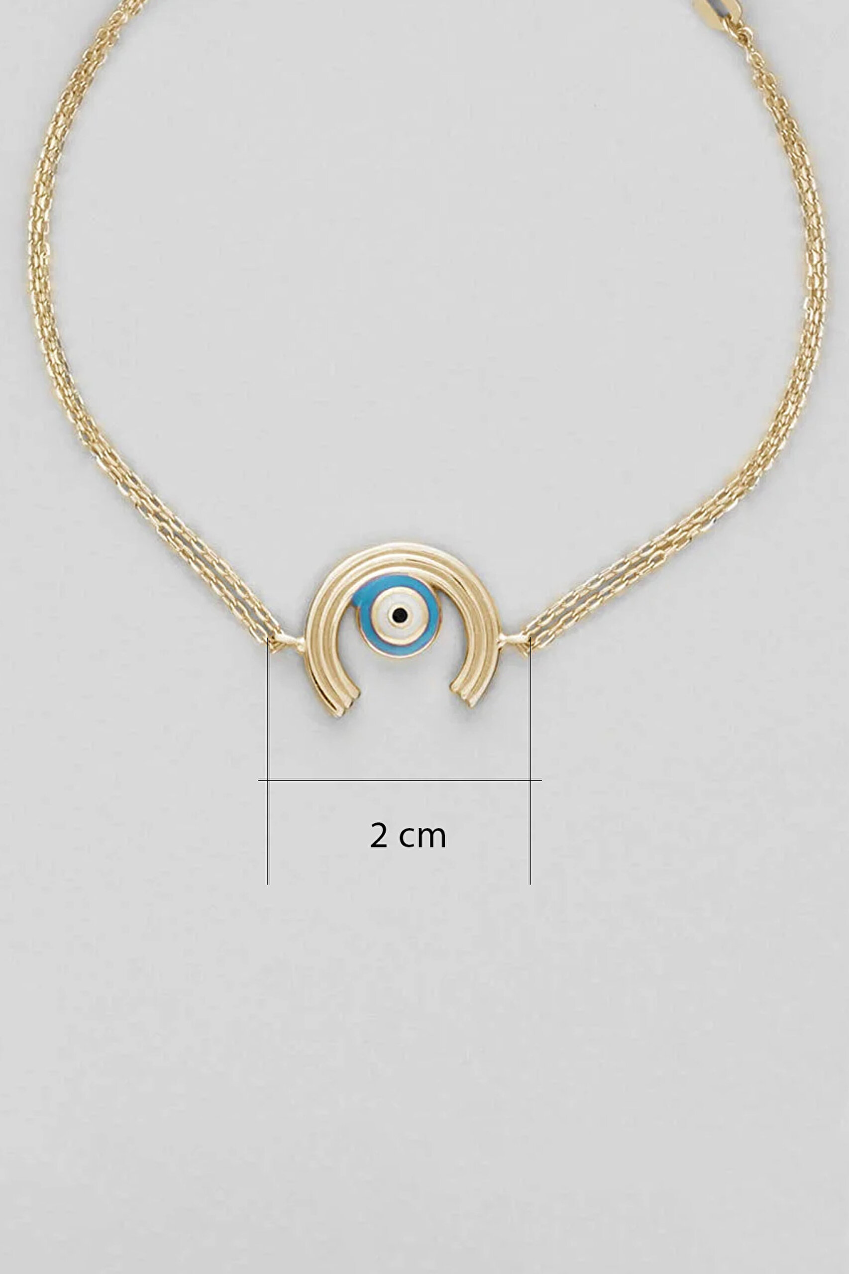 ⁠ Minimal Nazar 18 Ayar Sarı Altın Kaplama 19 Cm Gümüş Bileklik_2}