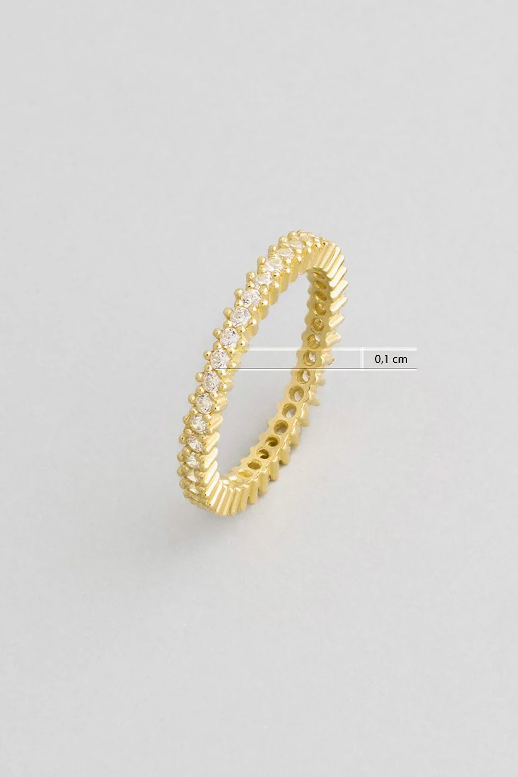 ⁠ Beyaz Taşlı 18 Ayar Sarı Altın Kaplama Gümüş Tamtur Yüzük_2}