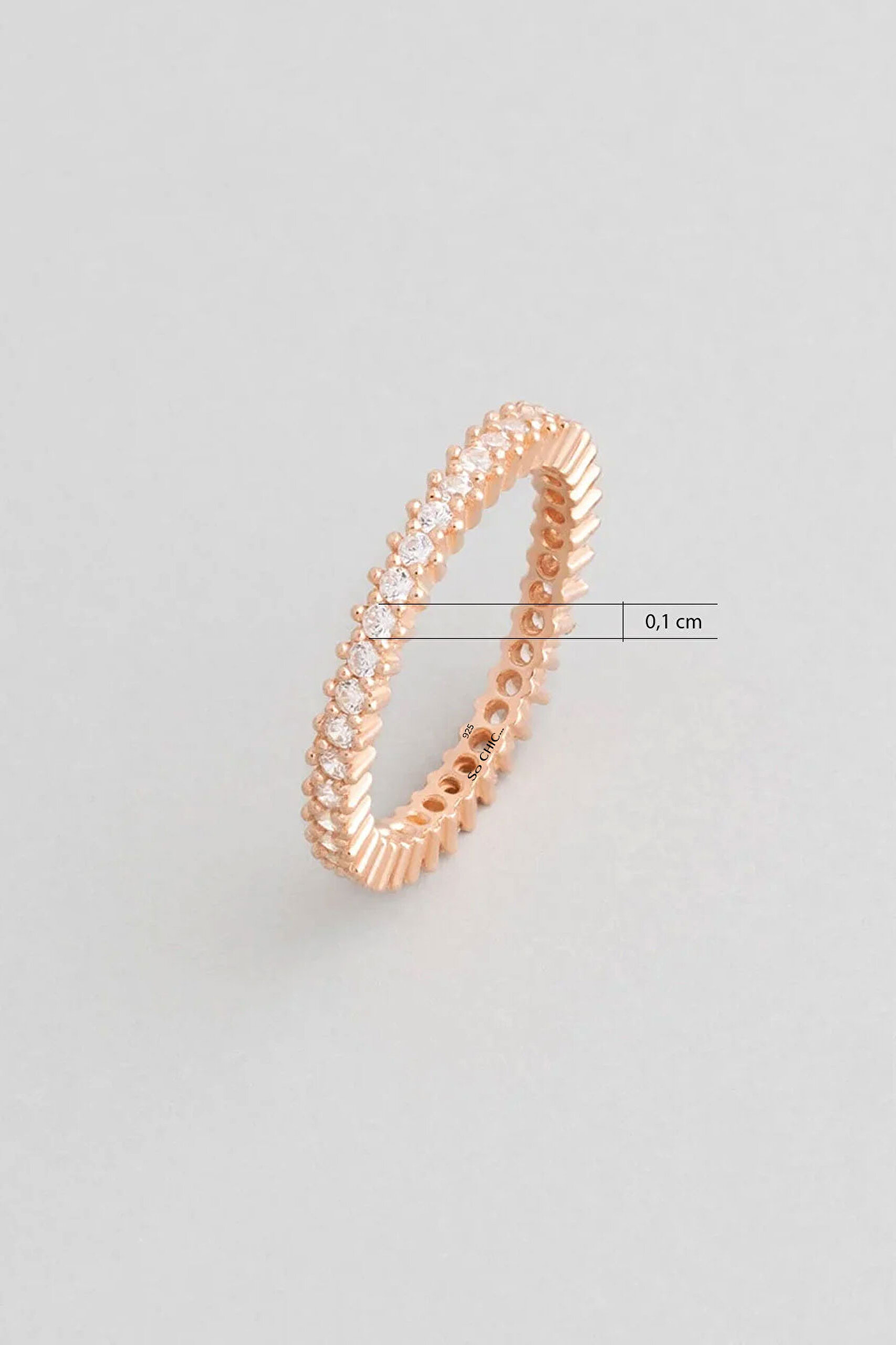 ⁠ Beyaz Taşlı 18 Ayar Rose Altın Kaplama Gümüş Tamtur Yüzük_2}