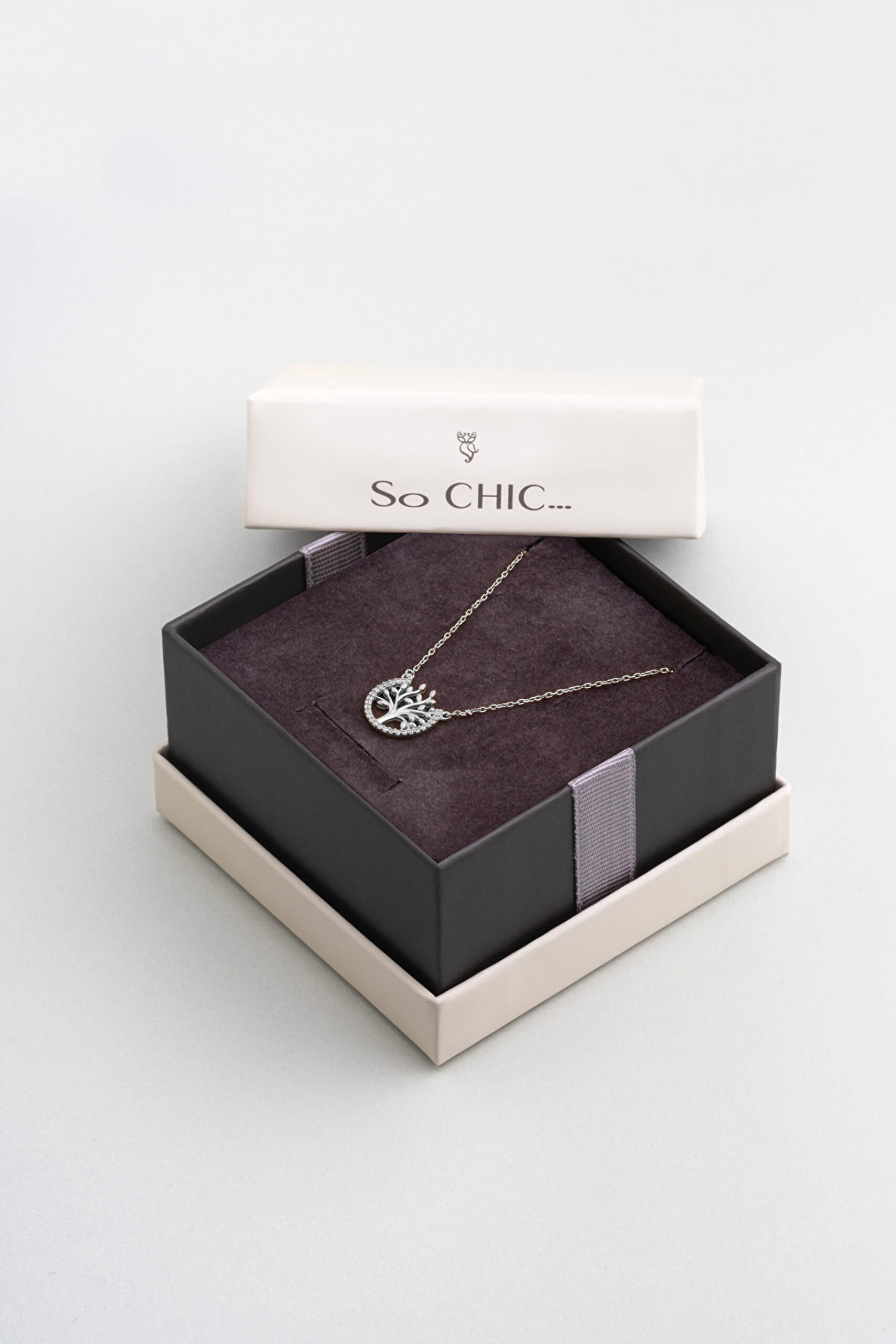 ⁠ Hayat Ağacı Figürlü 18 Ayar Beyaz Altın Kaplama Taşlı 45 Cm Gümüş Kolye_5}