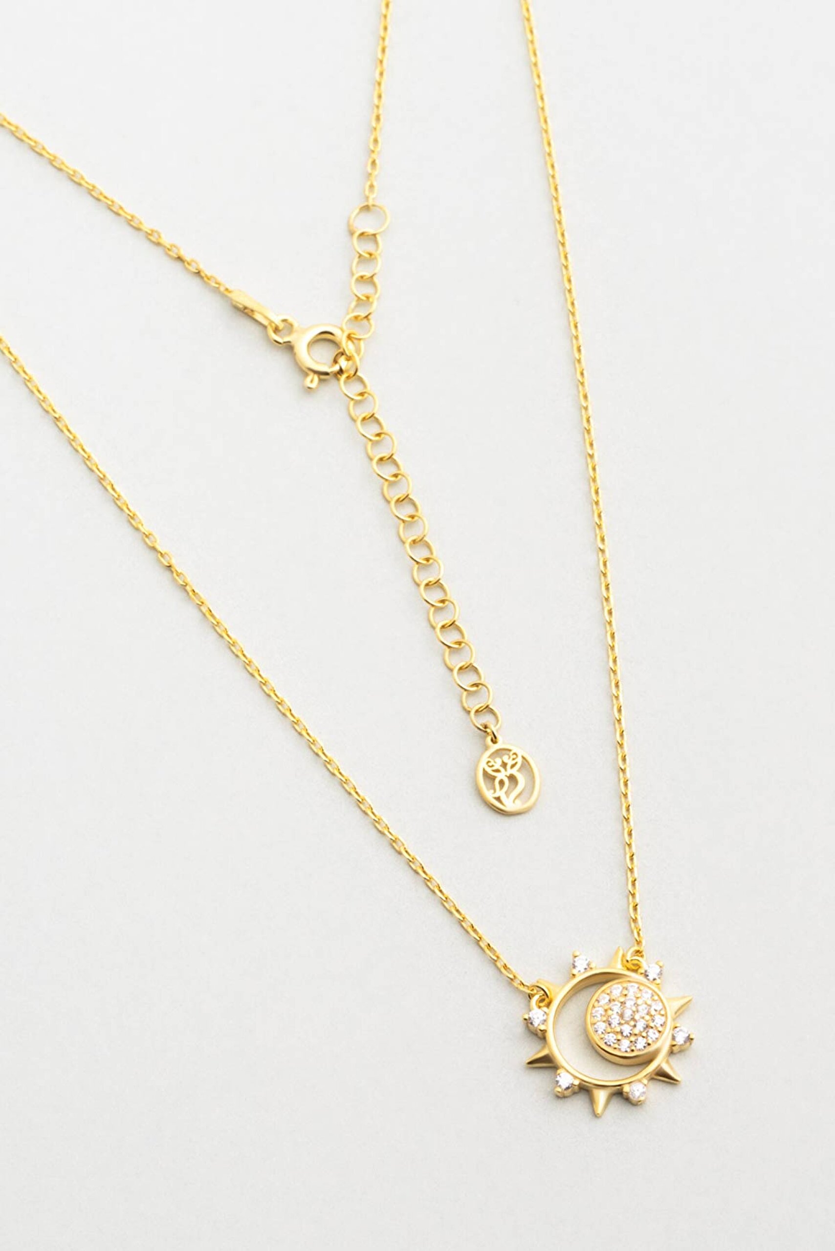 ⁠ Gün Batımı 18 Ayar Sarı Altın Kaplama 47 Cm Gümüş Kolye_0}