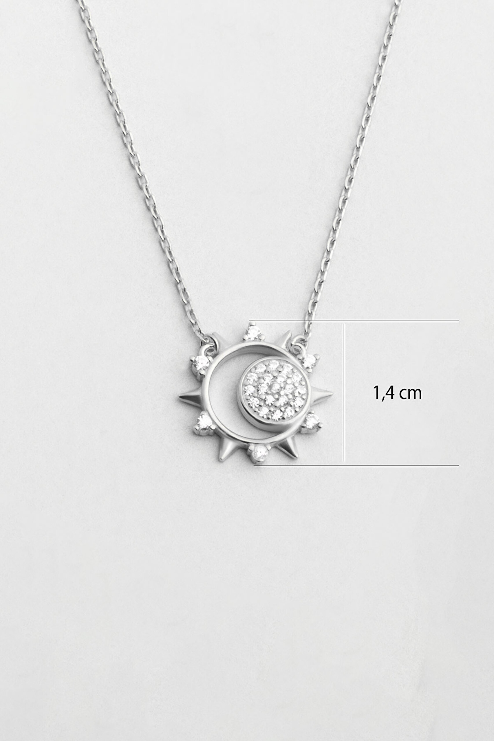 ⁠ Gün Batımı 18 Ayar Beyaz Altın Kaplama 47 Cm Gümüş Kolye_2}