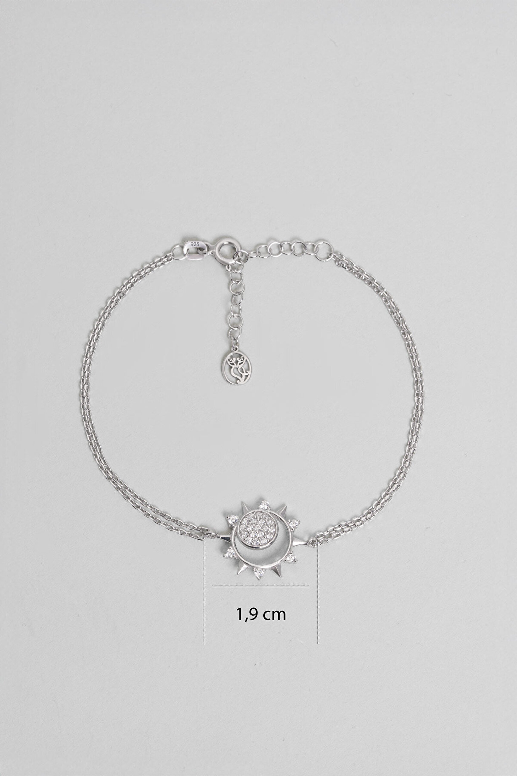 Gün Batımı 18 Ayar Beyaz Altın Kaplama Gümüş 19 Cm Minimal Bileklik - 2